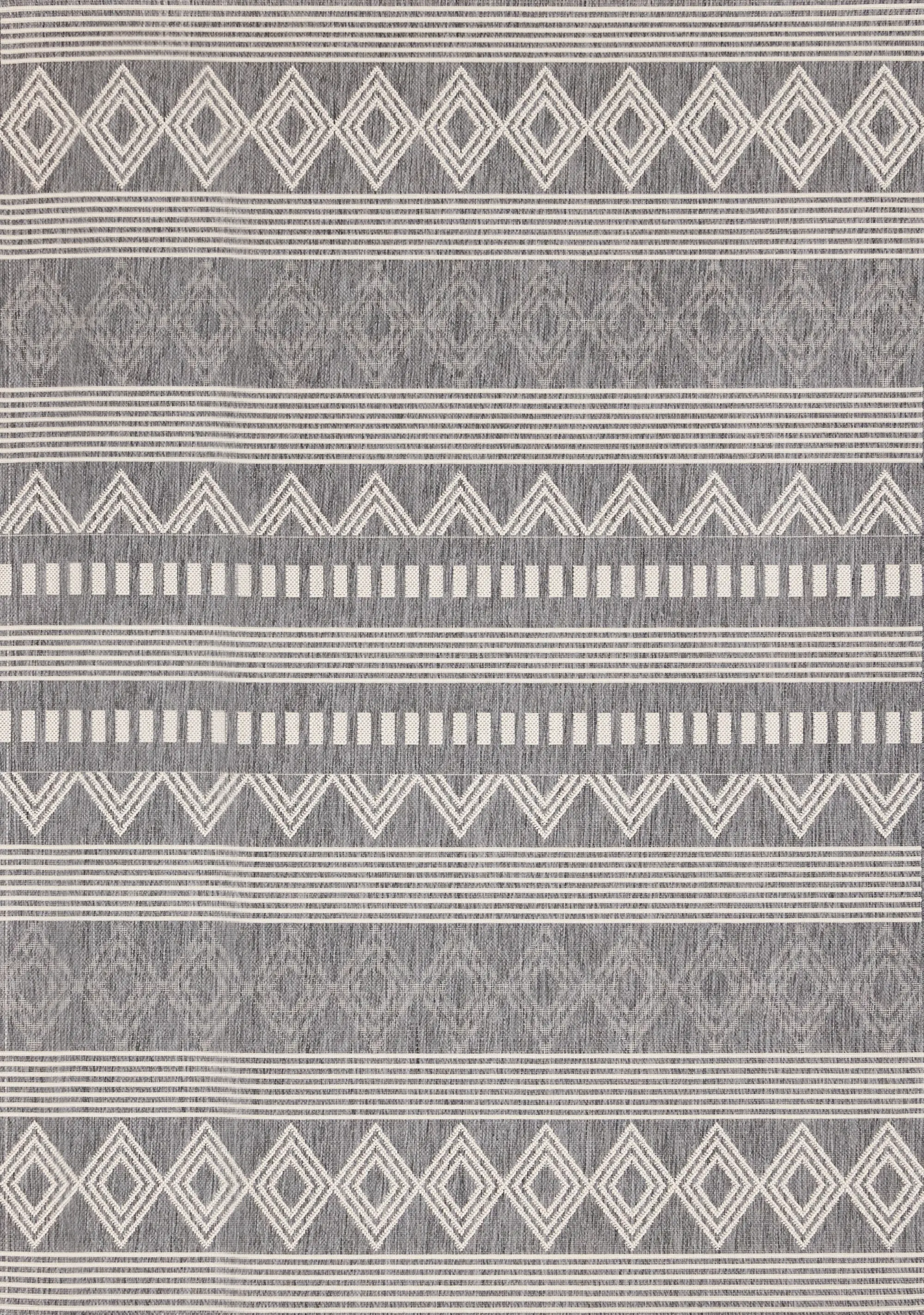 19278/811 200290 Jasper 6 x 9 Gray and White Patterned Rows Outdoor Rug-1