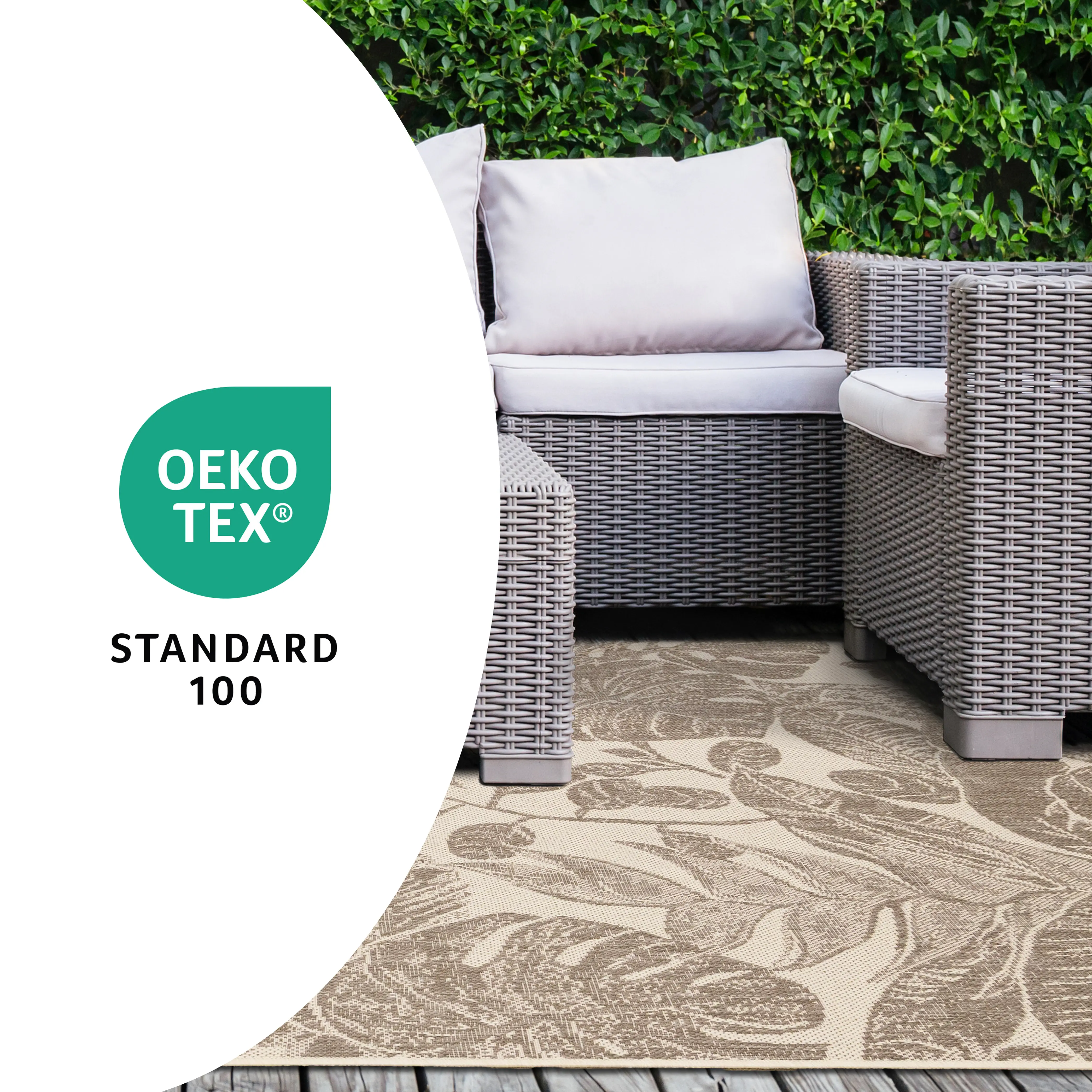 Jasper 8 x 11 Beige and Cream Tropical Design Outdoor Rug-7