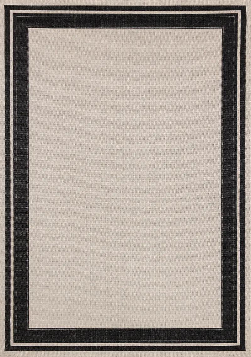 Jasper 6 x 9 White with Black Border Outdoor Area Rug