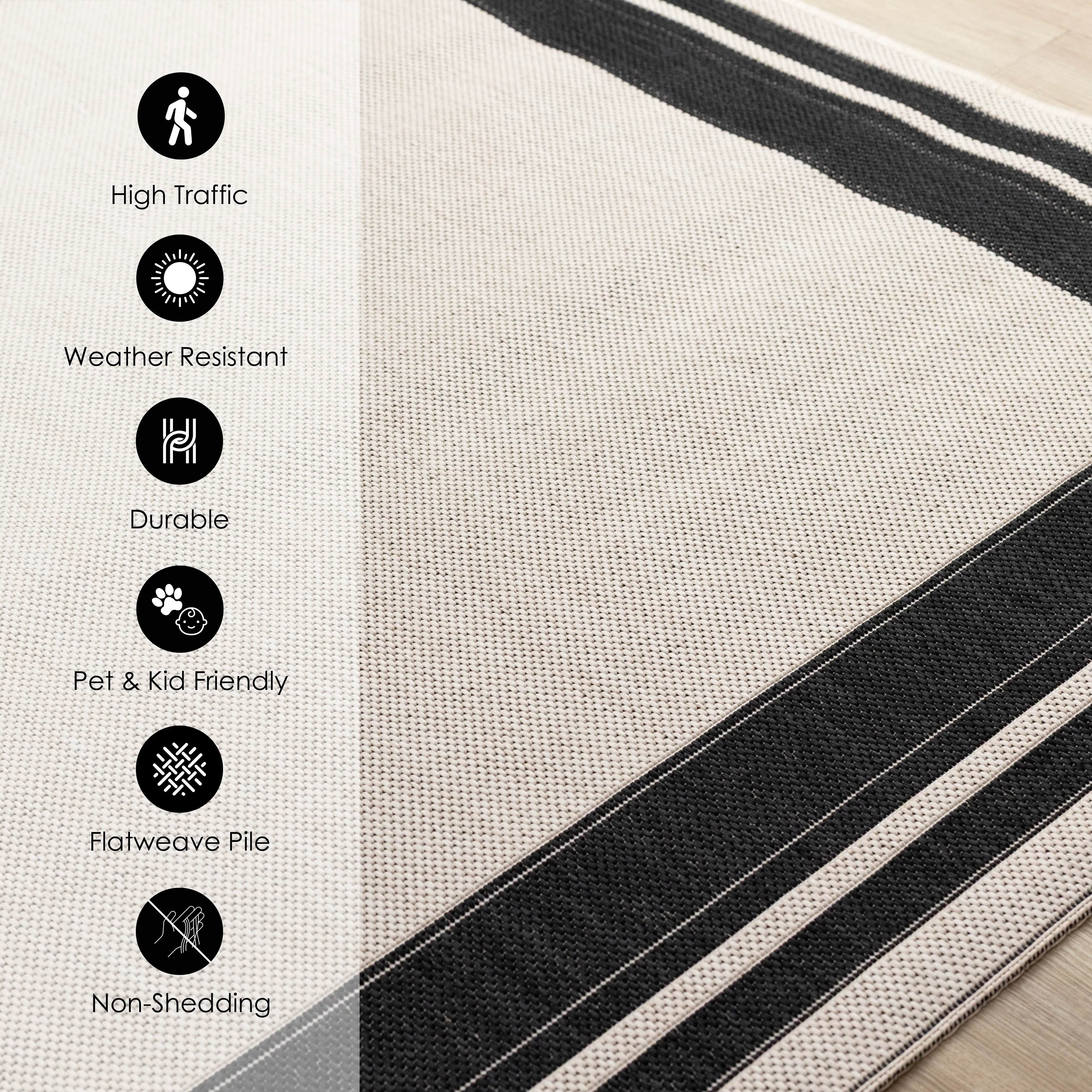 Jasper 8 x 10 White with Black Border Outdoor Area Rug-3