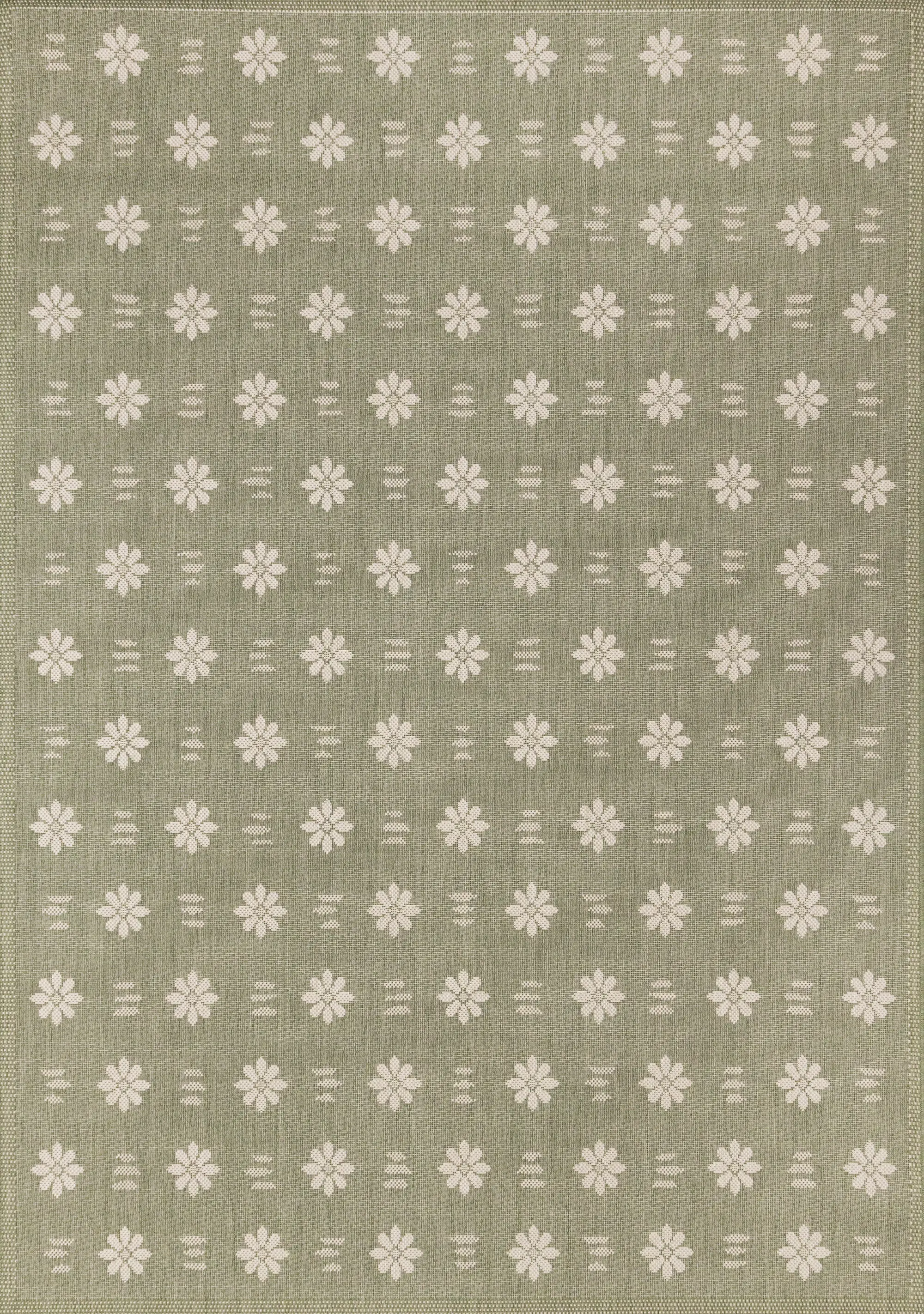 Jasper 5 x 8 Green and White Floral Outdoor Rug-1