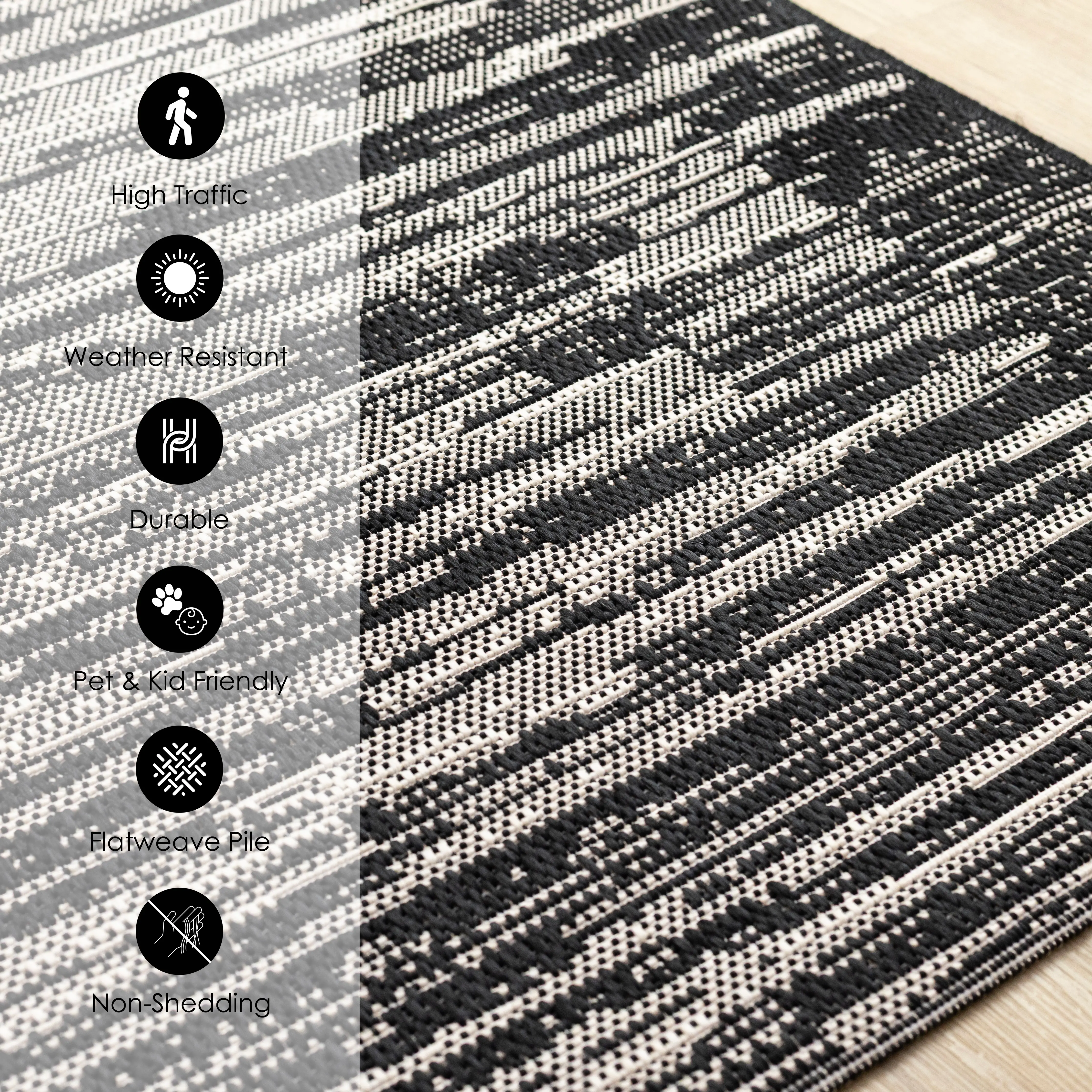 Jasper 6 x 9 Black and Gray Distressed Outdoor Area Rug-3