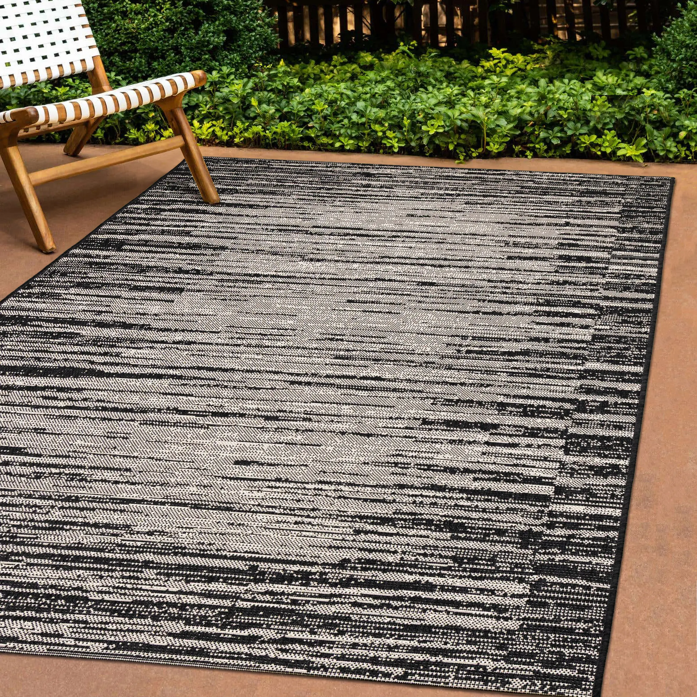 Jasper 8 x 11 Black and Gray Distressed Outdoor Area Rug-7