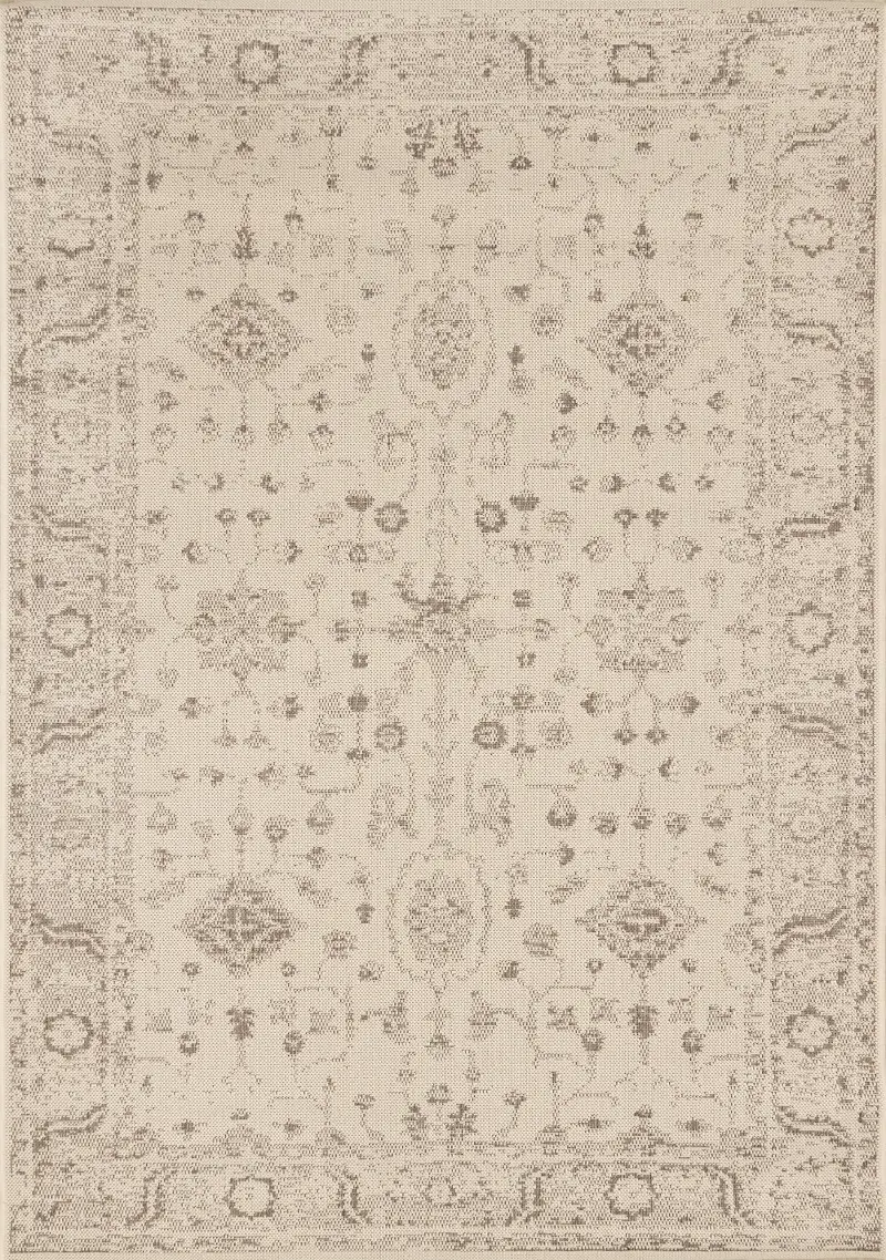 Jasper 5 x 8 Beige and White Elegant Border Outdoor Area Rug