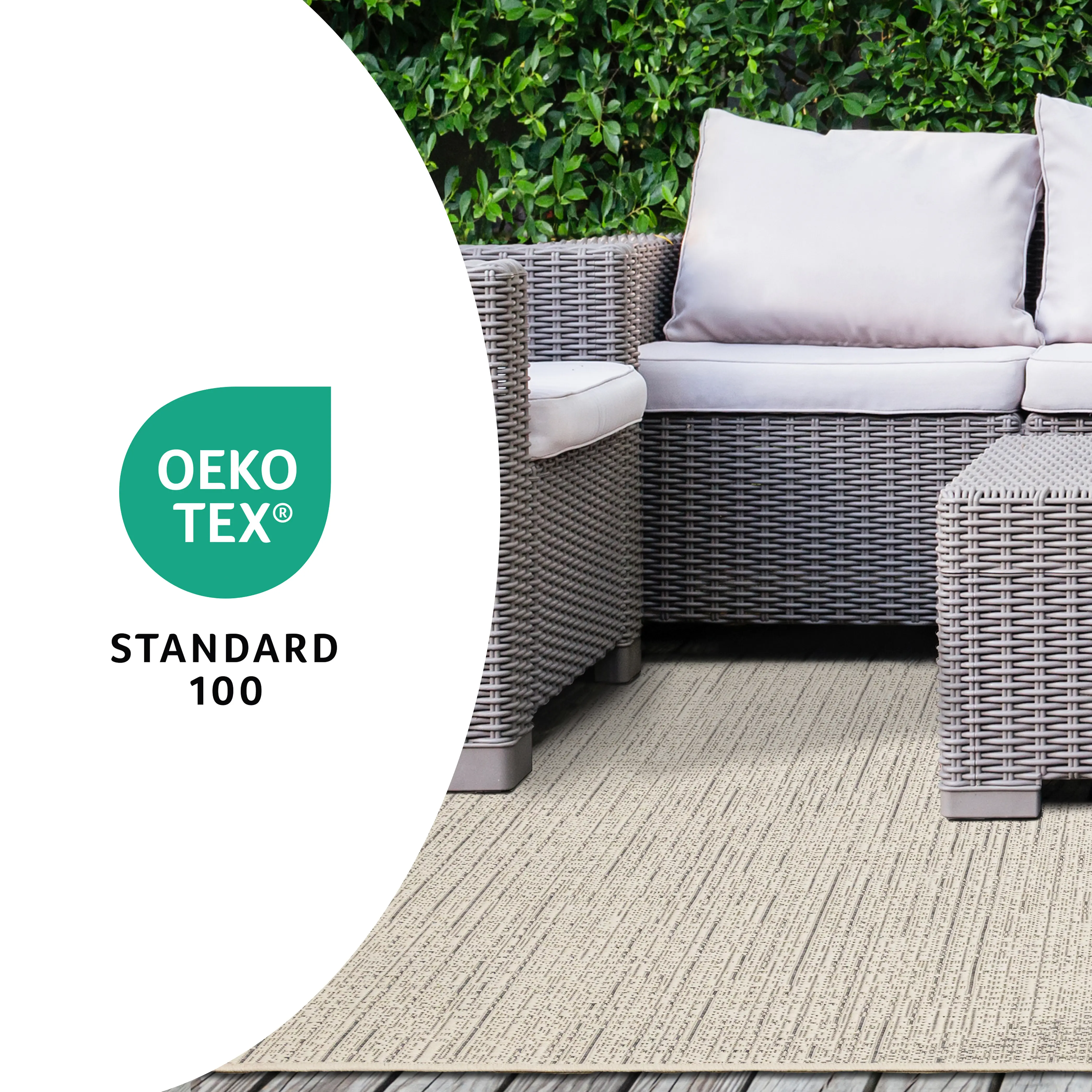 Jasper 5 x 8 Beige and White Rounded Shapes Outdoor Rug-7