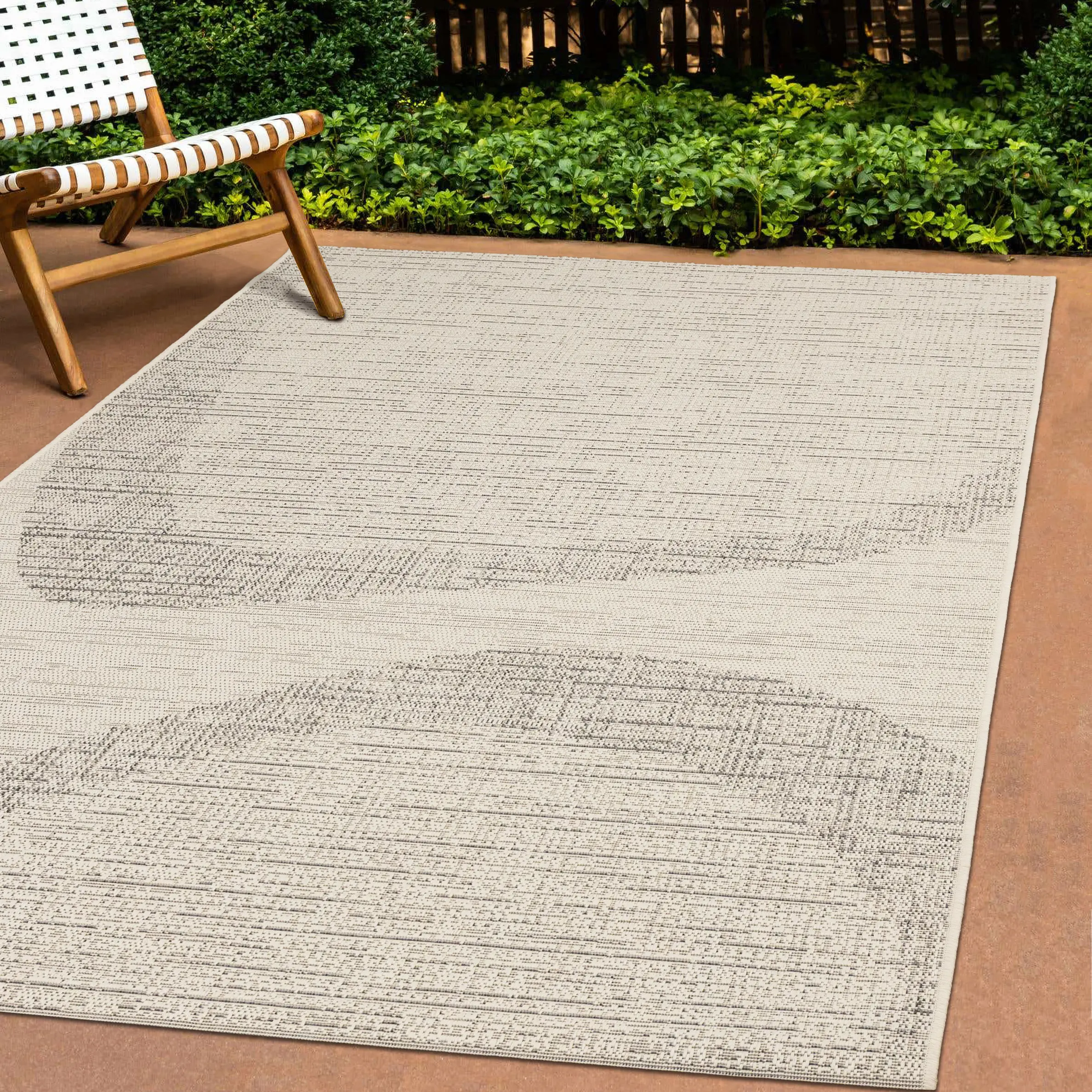 Jasper 6 x 9 Beige and White Rounded Shapes Outdoor Rug-7