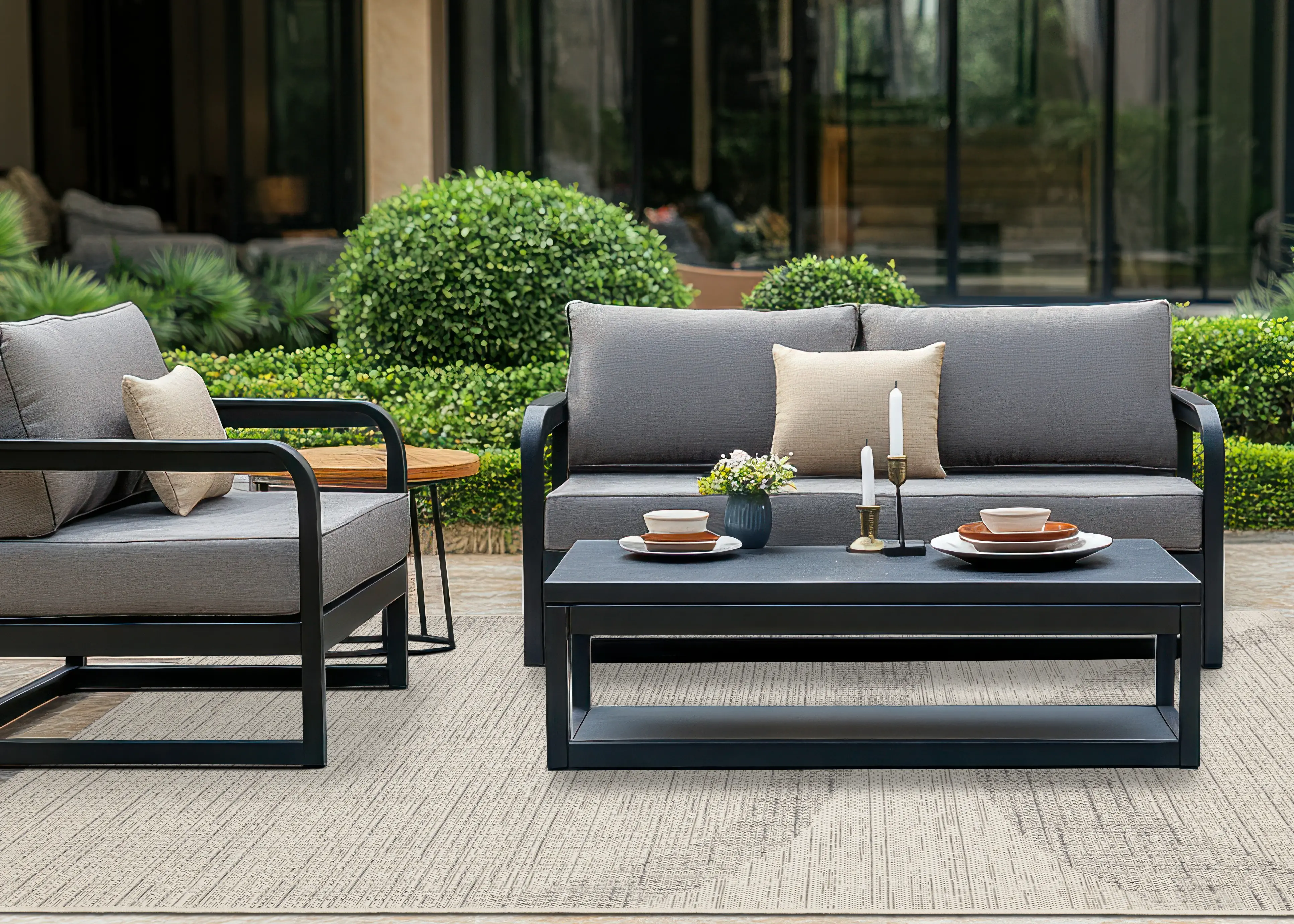 Jasper 8 x 10 Beige and White Rounded Shapes Outdoor Rug-2
