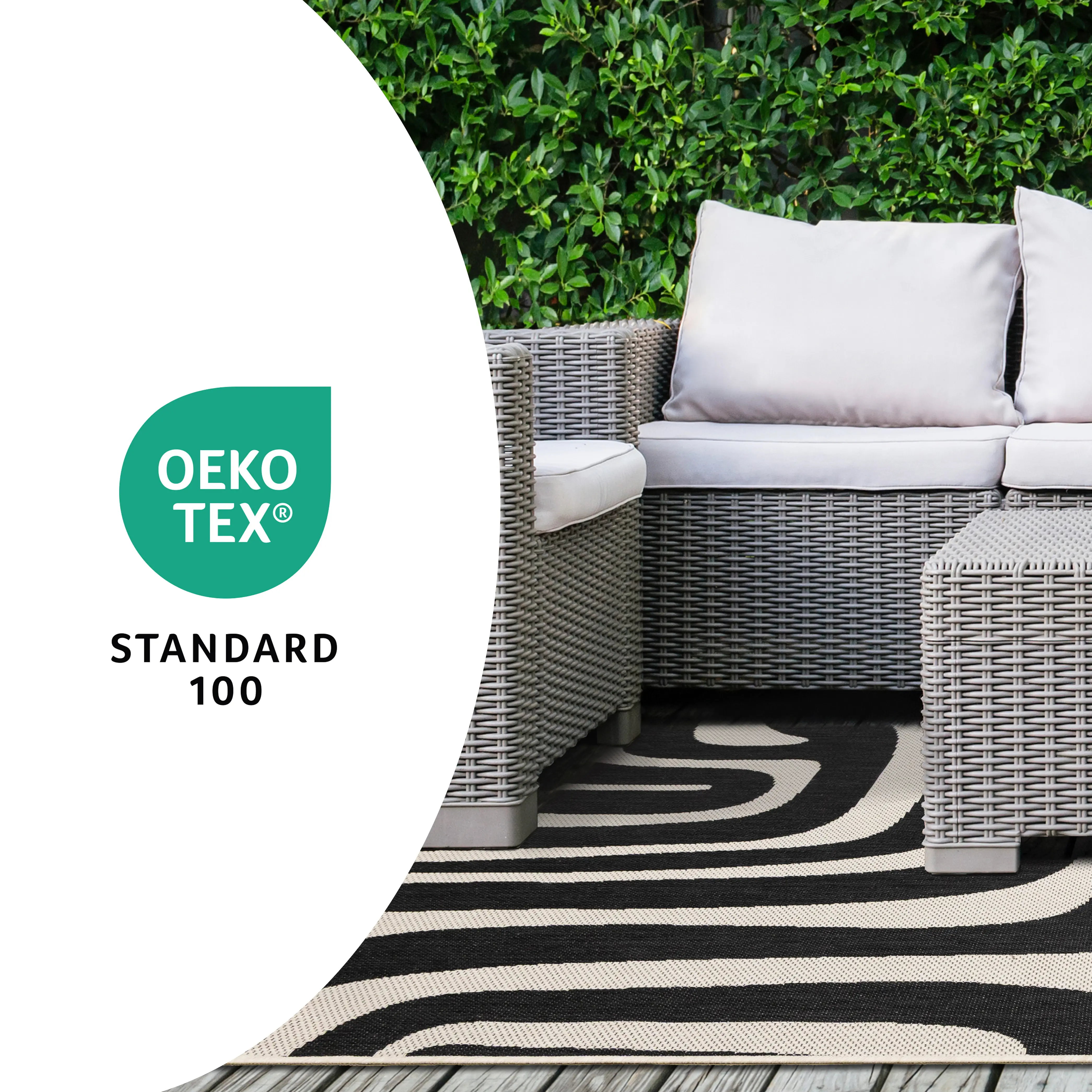 Jasper 5 x 8 Black and White Abstract Lines Outdoor Rug-7