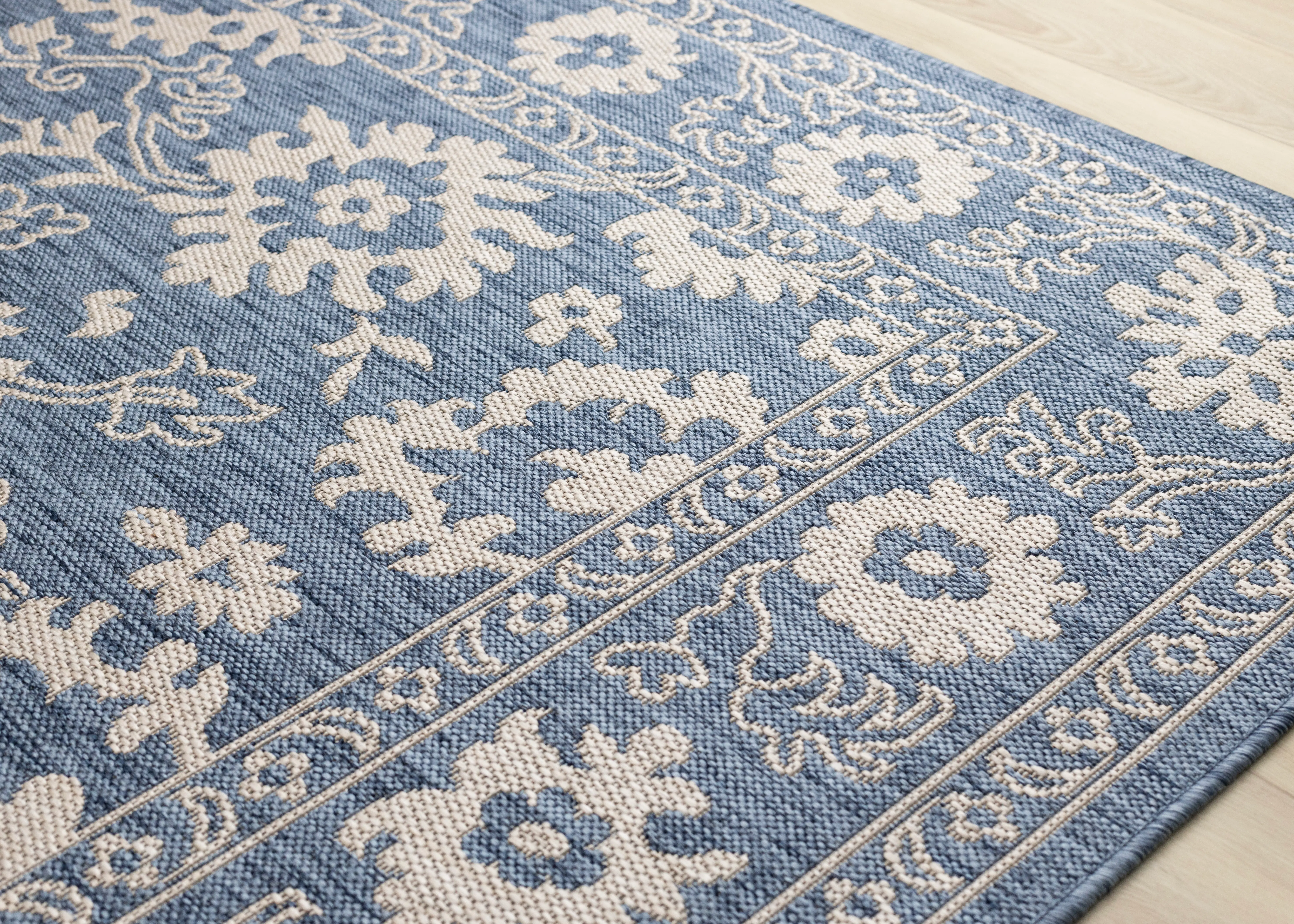 Canopy 8 x 10 Blue and White Elegant Border Outdoor Rug-3