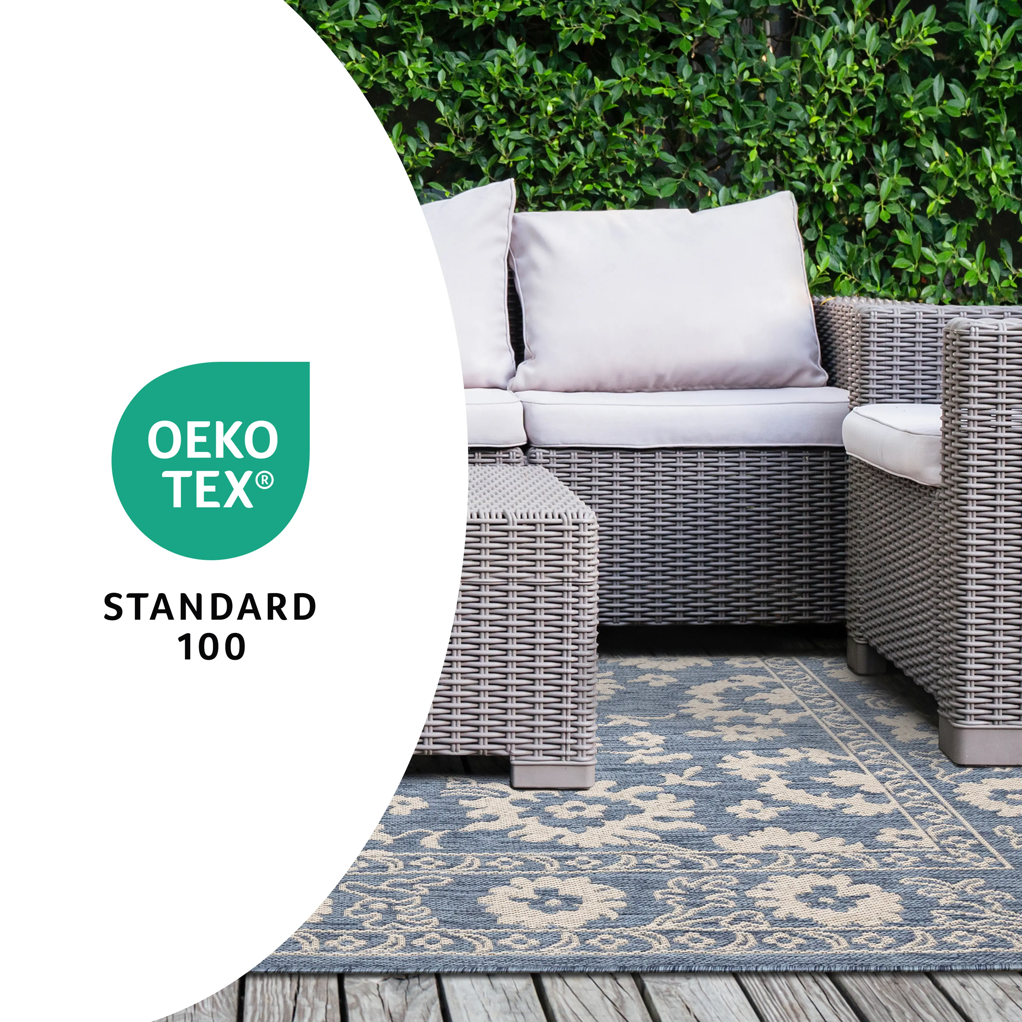 Canopy 8 x 10 Blue and White Elegant Border Outdoor Rug-7