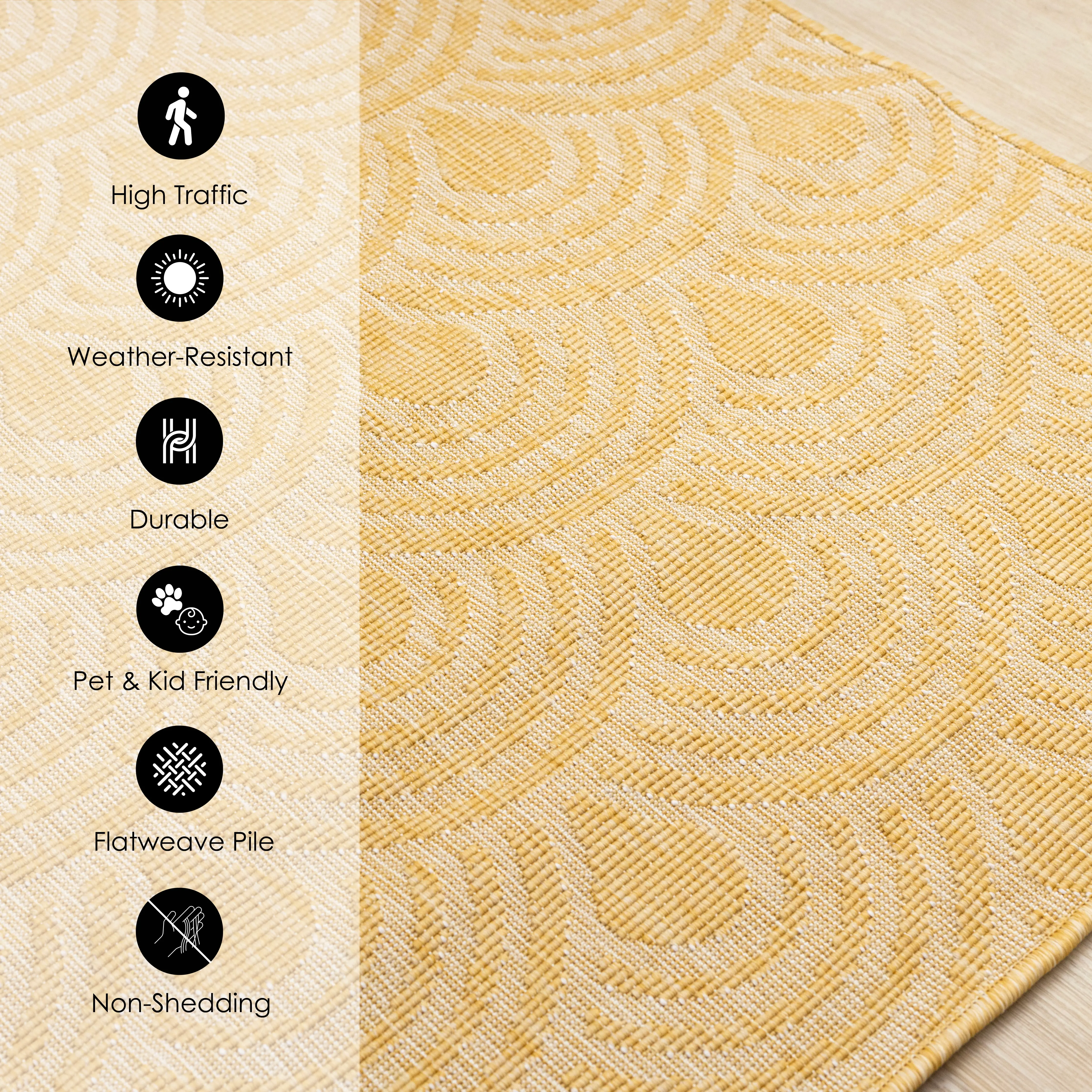 Bristol 5 x 8 Yellow Rainbow Arch Reversible Indoor-Outdoor Area Rug-4