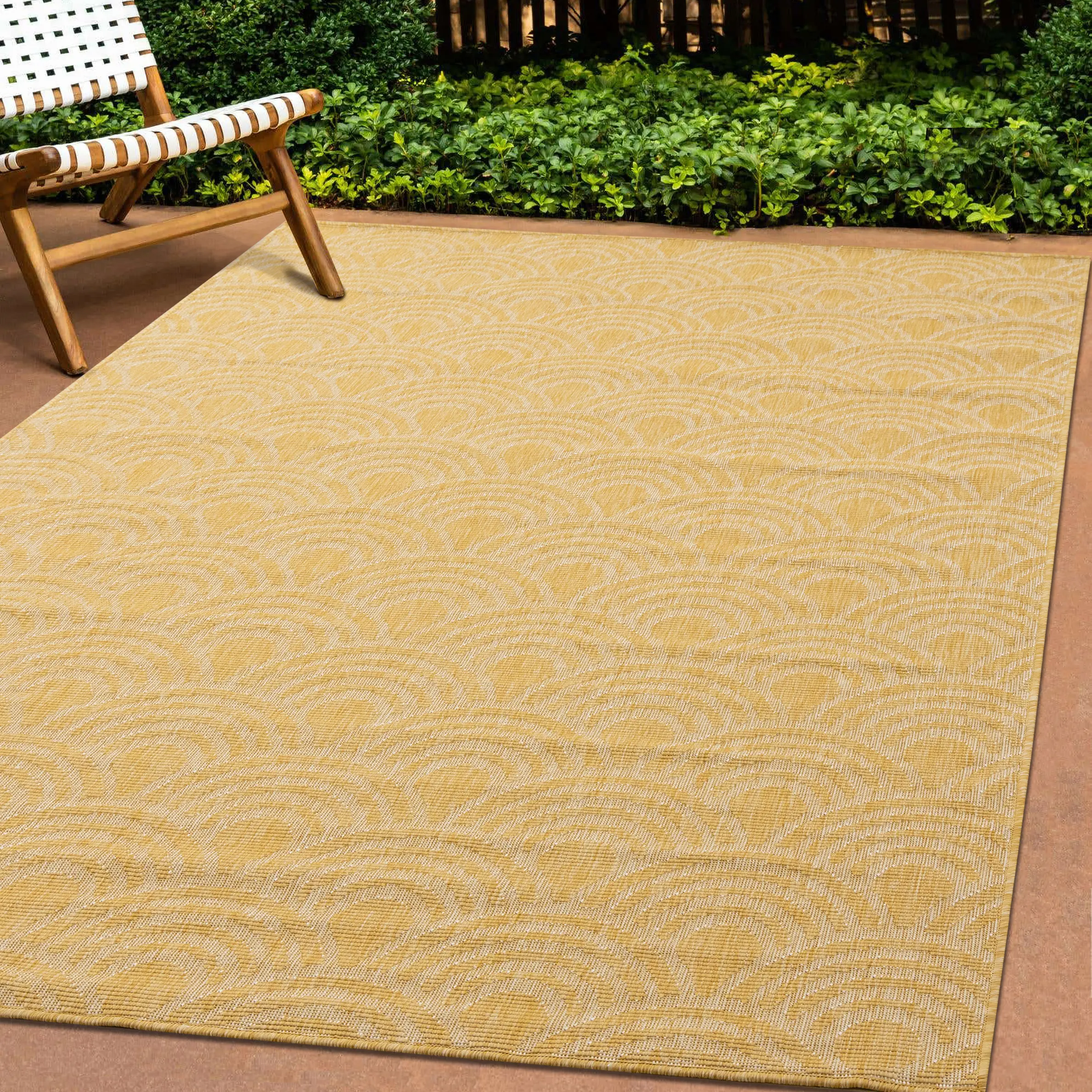 Bristol 5 x 8 Yellow Rainbow Arch Reversible Indoor-Outdoor Area Rug-7