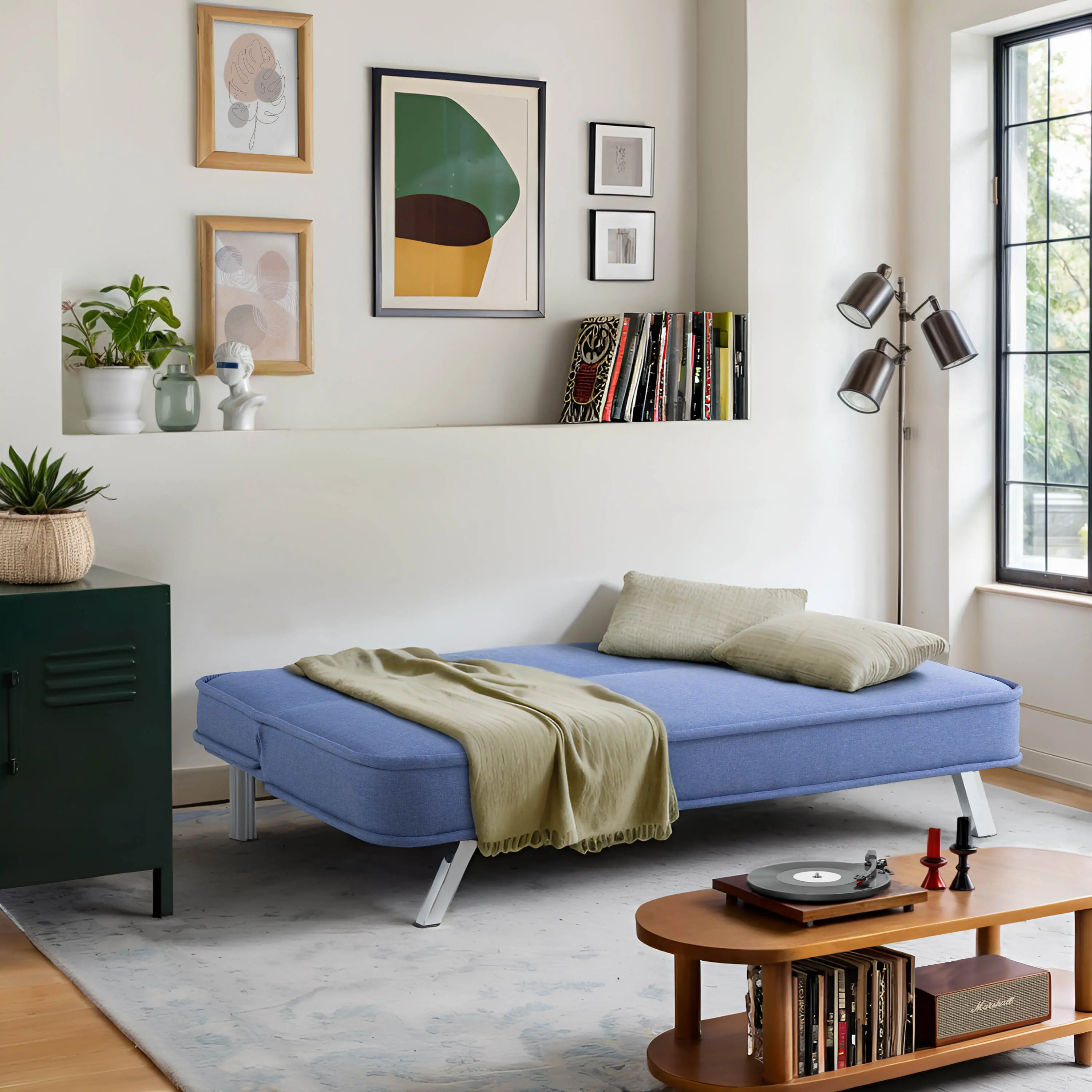 123A045BLU Serta Renee Convertible Blue Sleeper Sofa-2