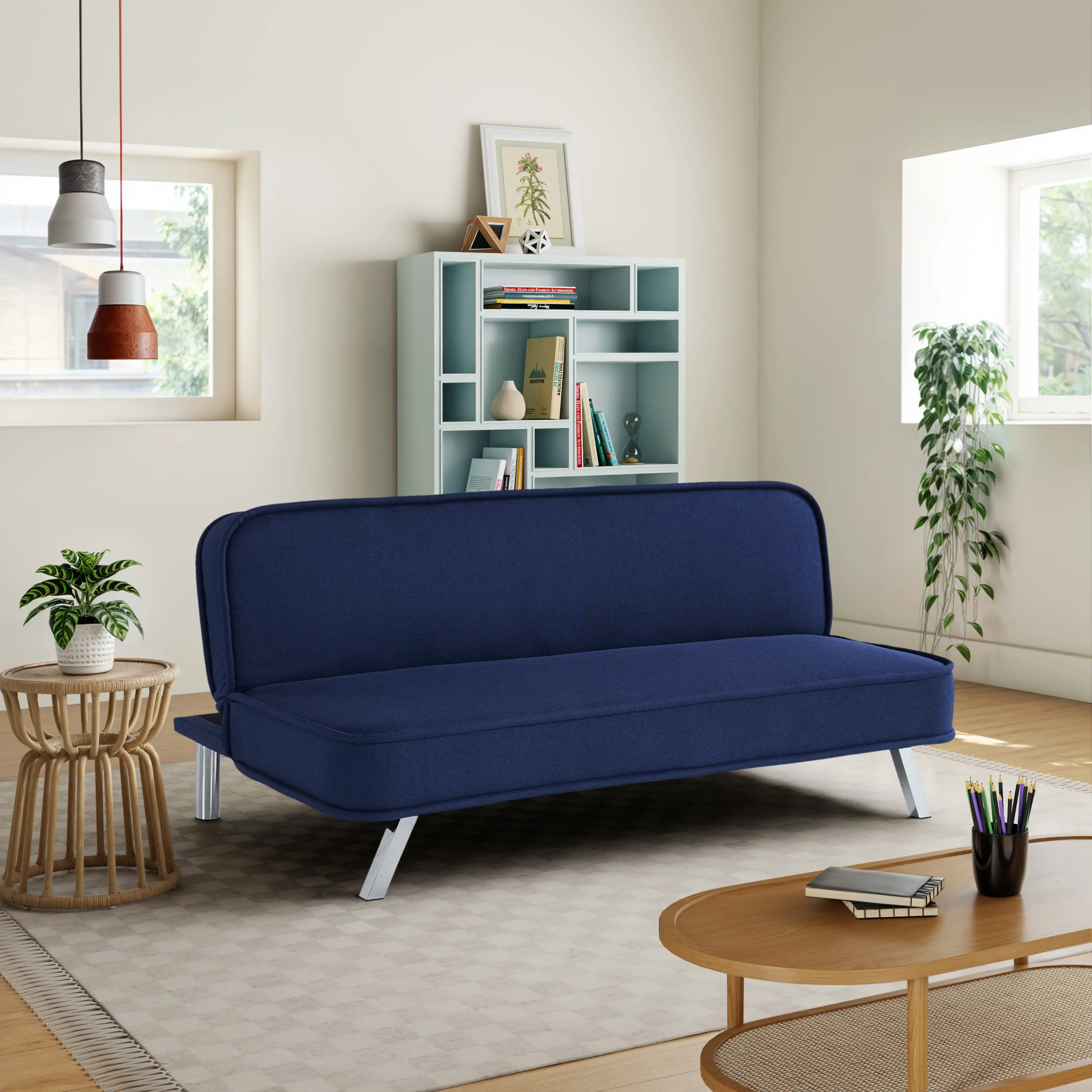 123A045NVY Serta Renee Convertible Navy Sleeper Sofa-1