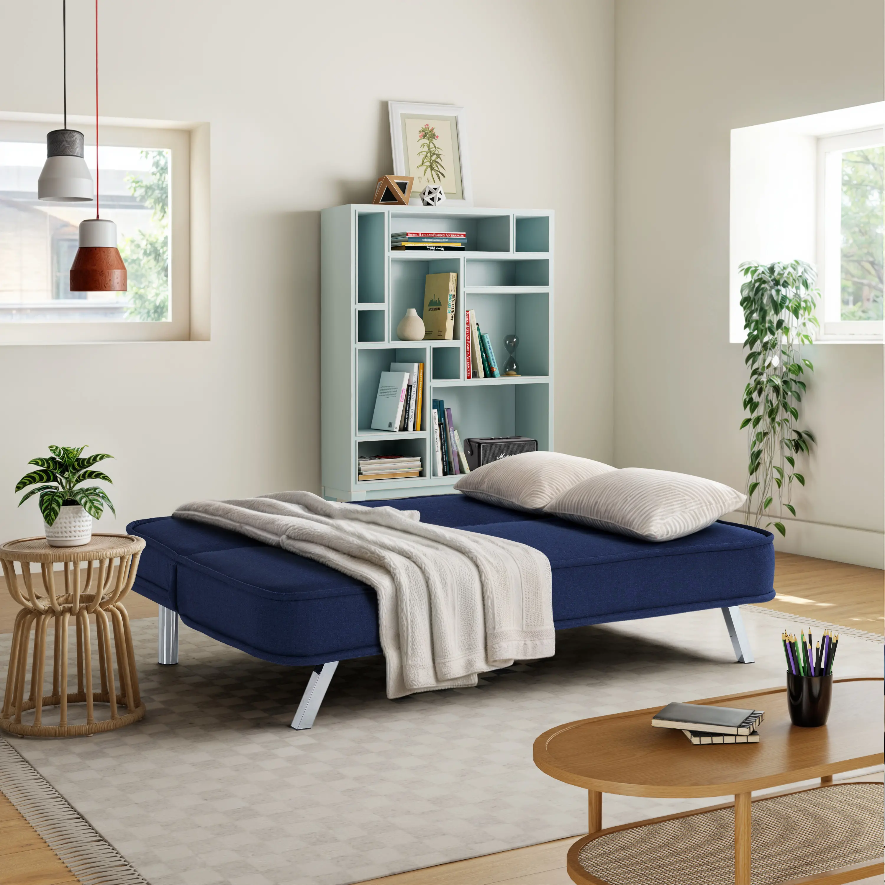 123A045NVY Serta Renee Convertible Navy Sleeper Sofa-2