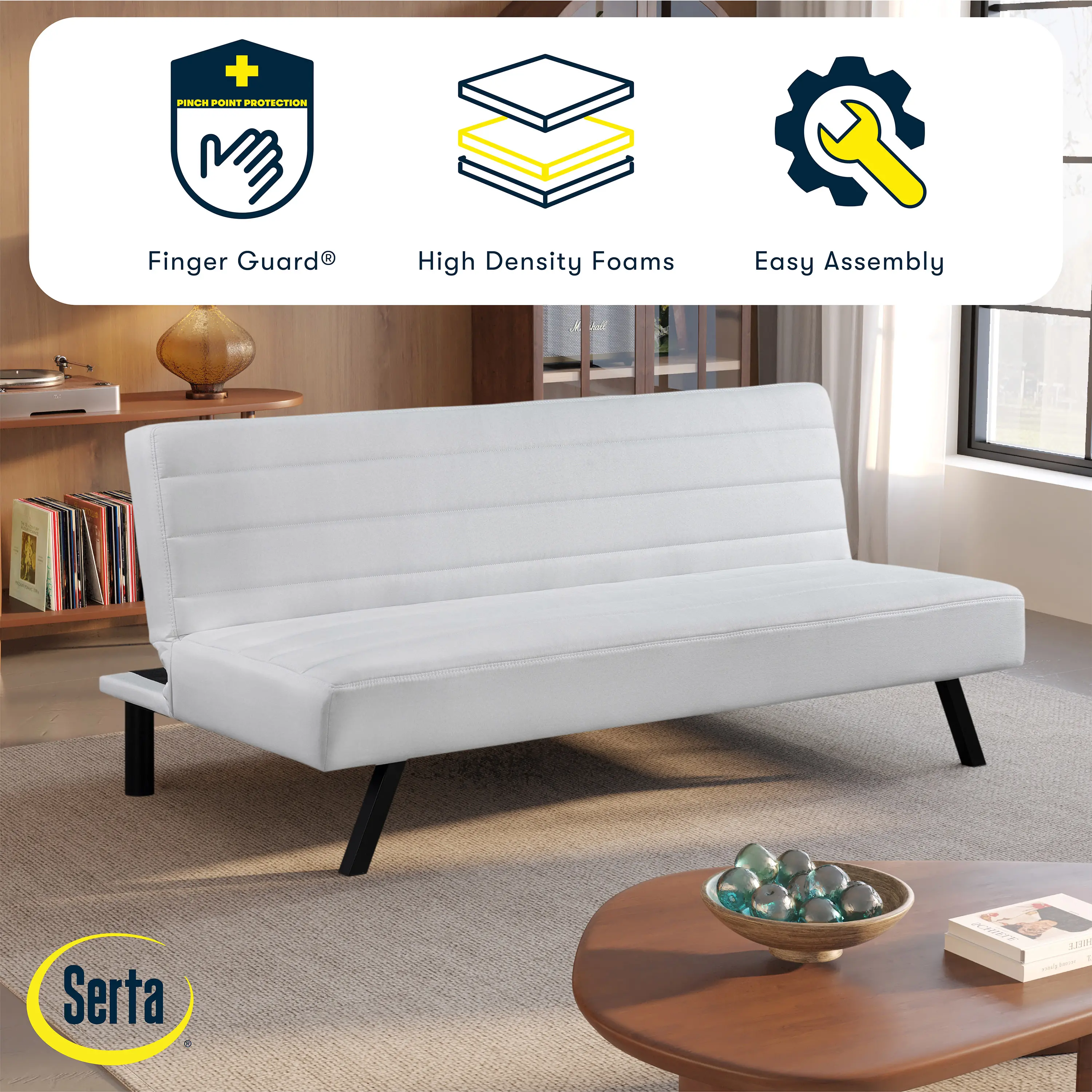 123A046IVO Serta Johnson Ivory Convertible Sleeper Sofa-3