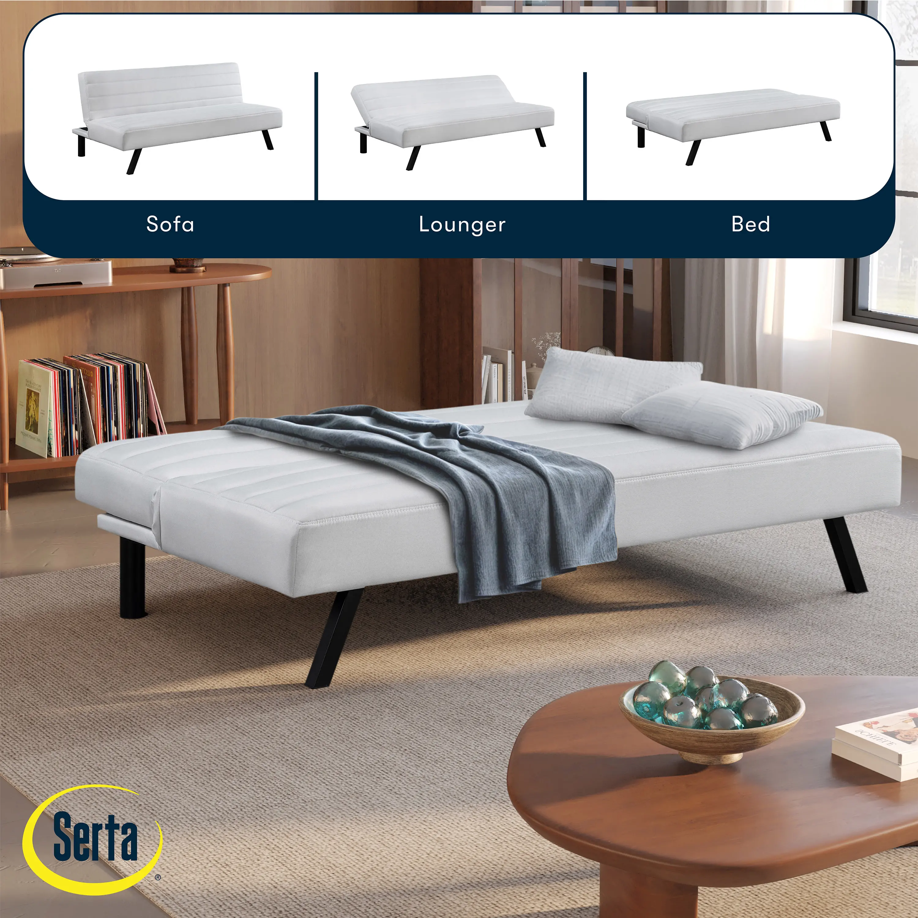 123A046IVO Serta Johnson Ivory Convertible Sleeper Sofa-4