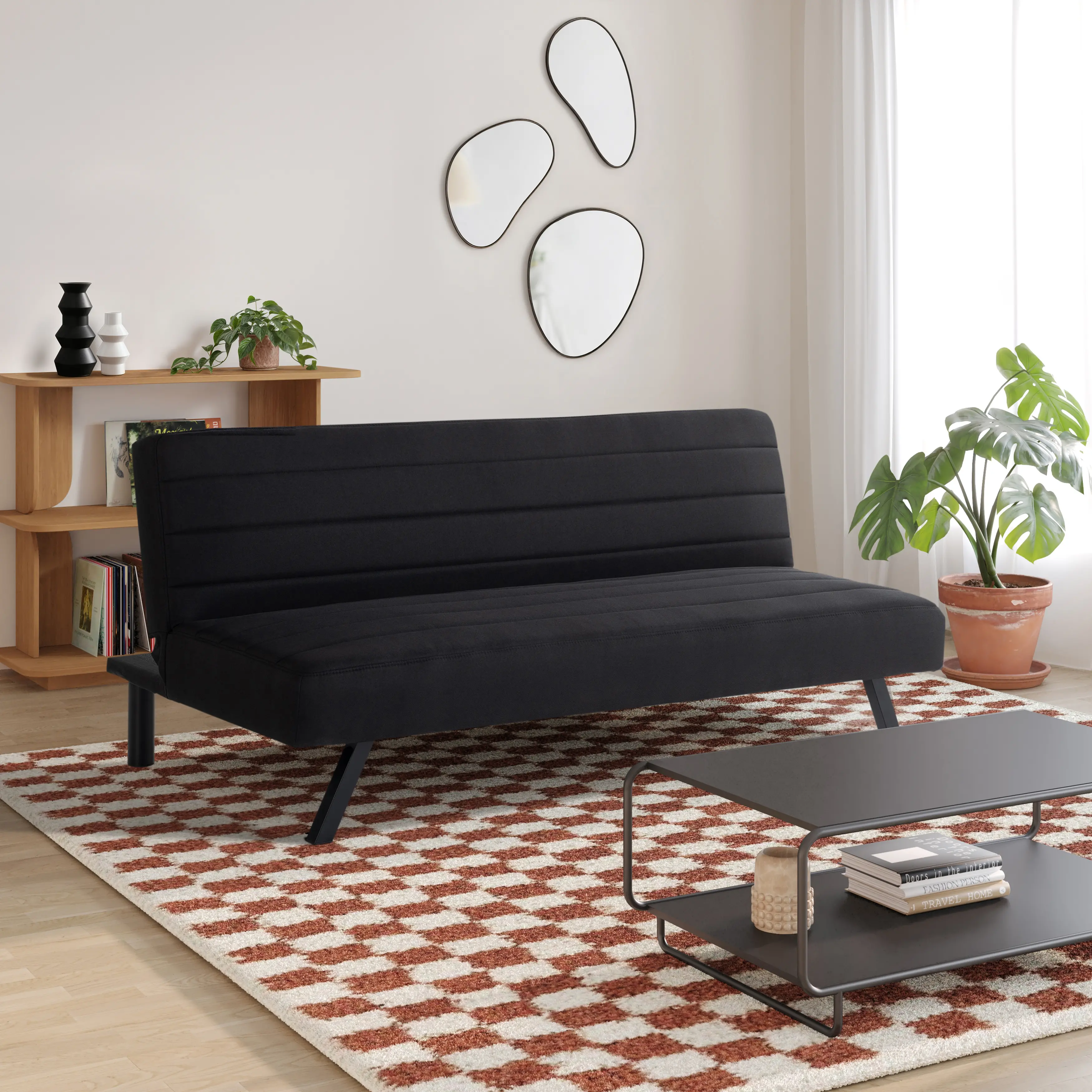 123A046BLK Serta Johnson Black Convertible Sleeper Sofa-1