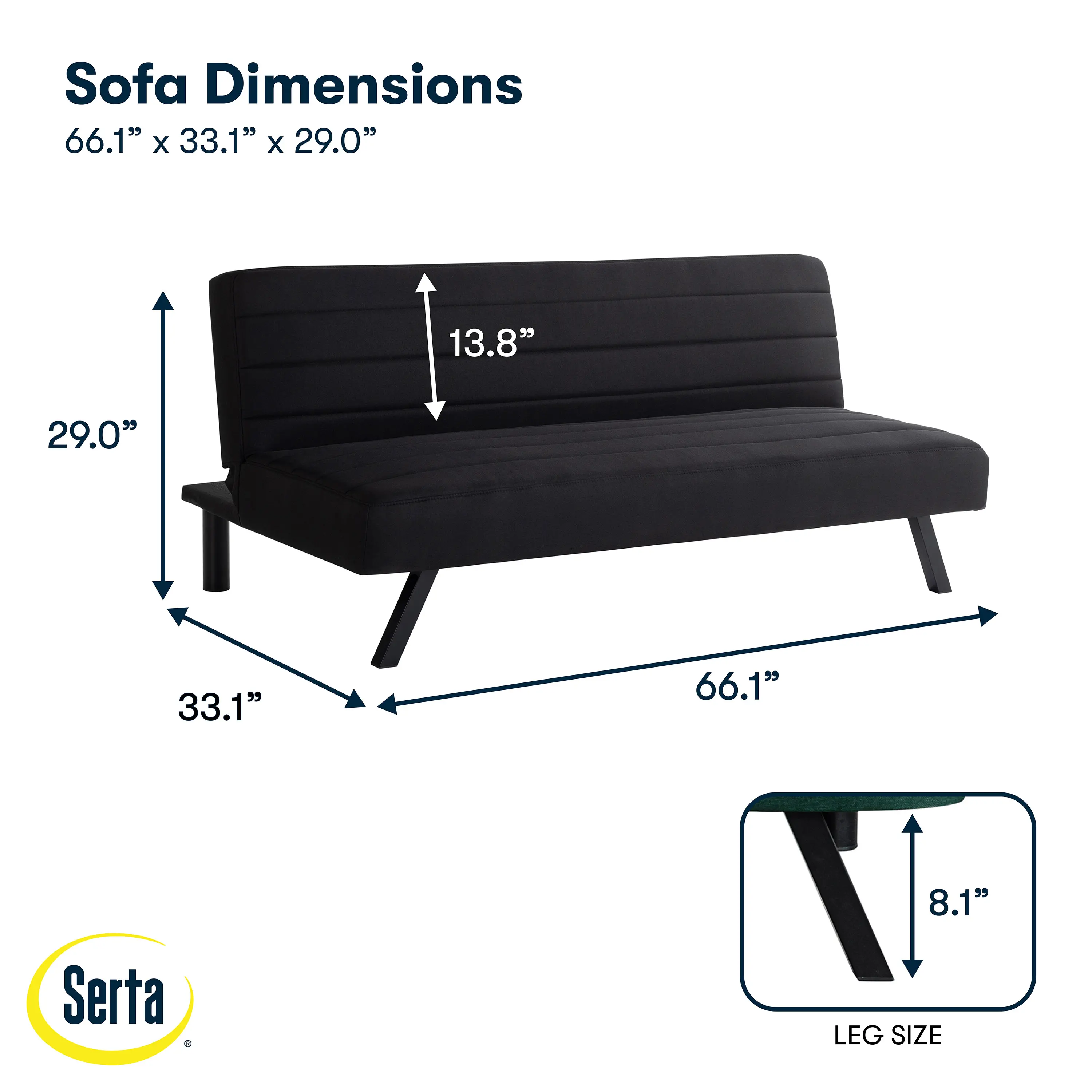 123A046BLK Serta Johnson Black Convertible Sleeper Sofa-17