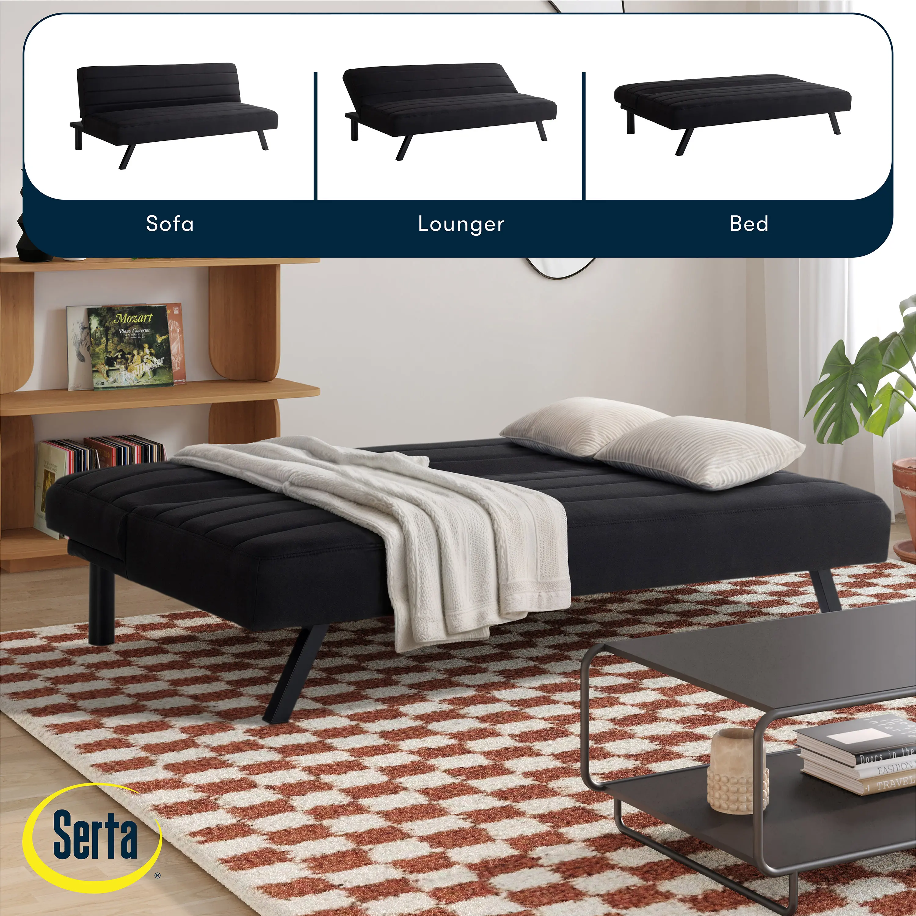 123A046BLK Serta Johnson Black Convertible Sleeper Sofa-4
