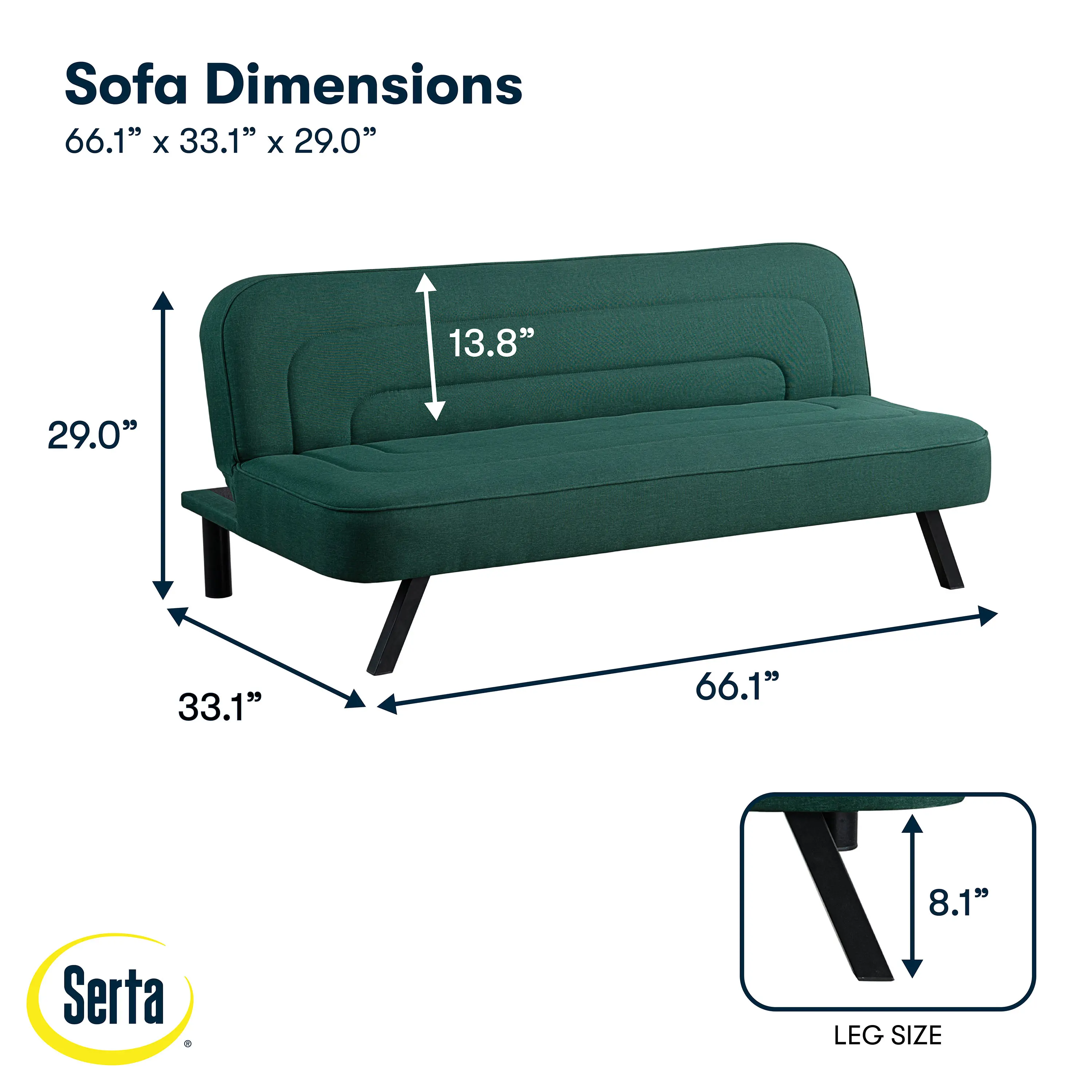 123A047GRN Serta Mia Forest Green Convertible Sleeper Sofa-20