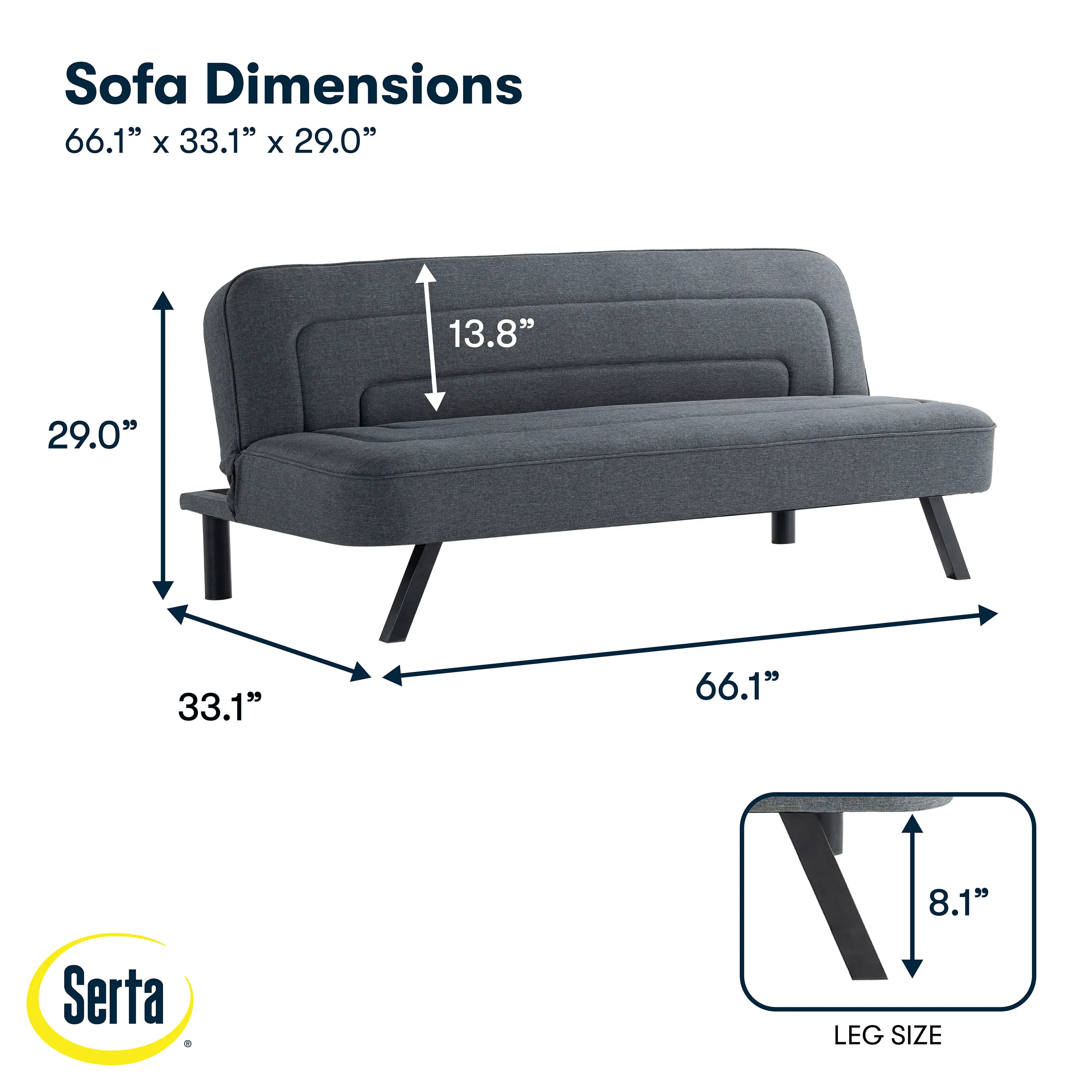 123A047CHR Serta Mia Charcoal Gray Convertible Sleeper Sofa-19