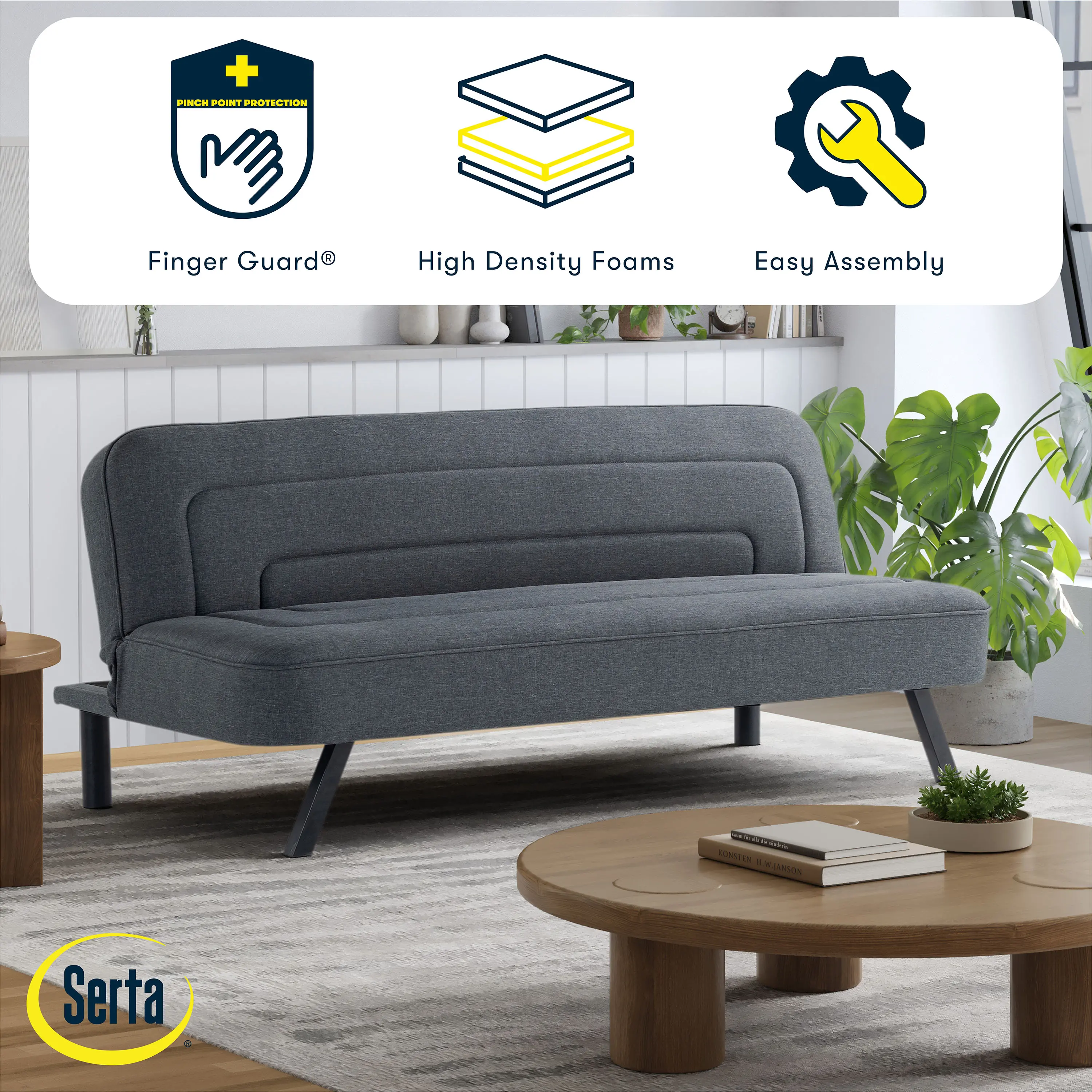 123A047CHR Serta Mia Charcoal Gray Convertible Sleeper Sofa-3