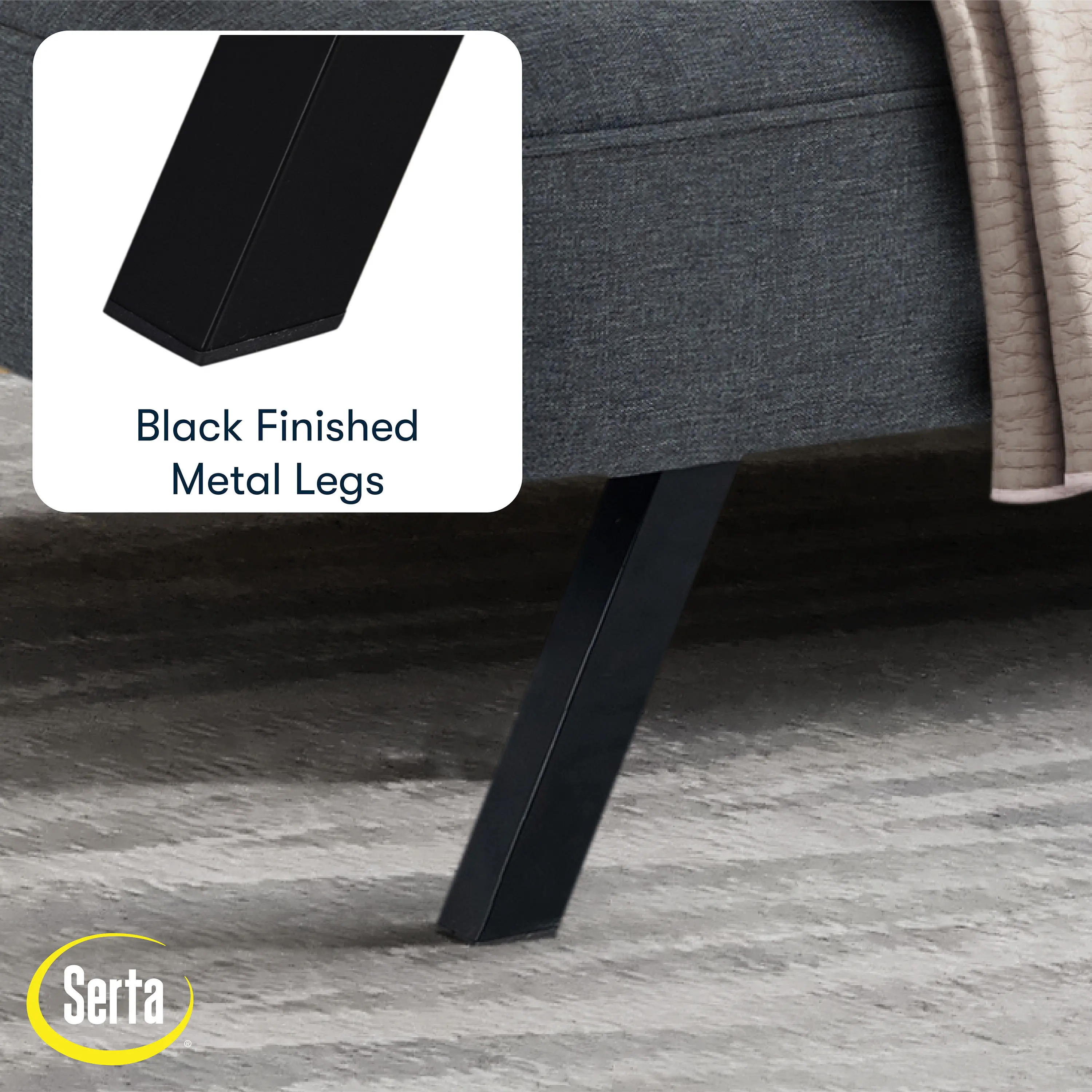 123A047CHR Serta Mia Charcoal Gray Convertible Sleeper Sofa-6