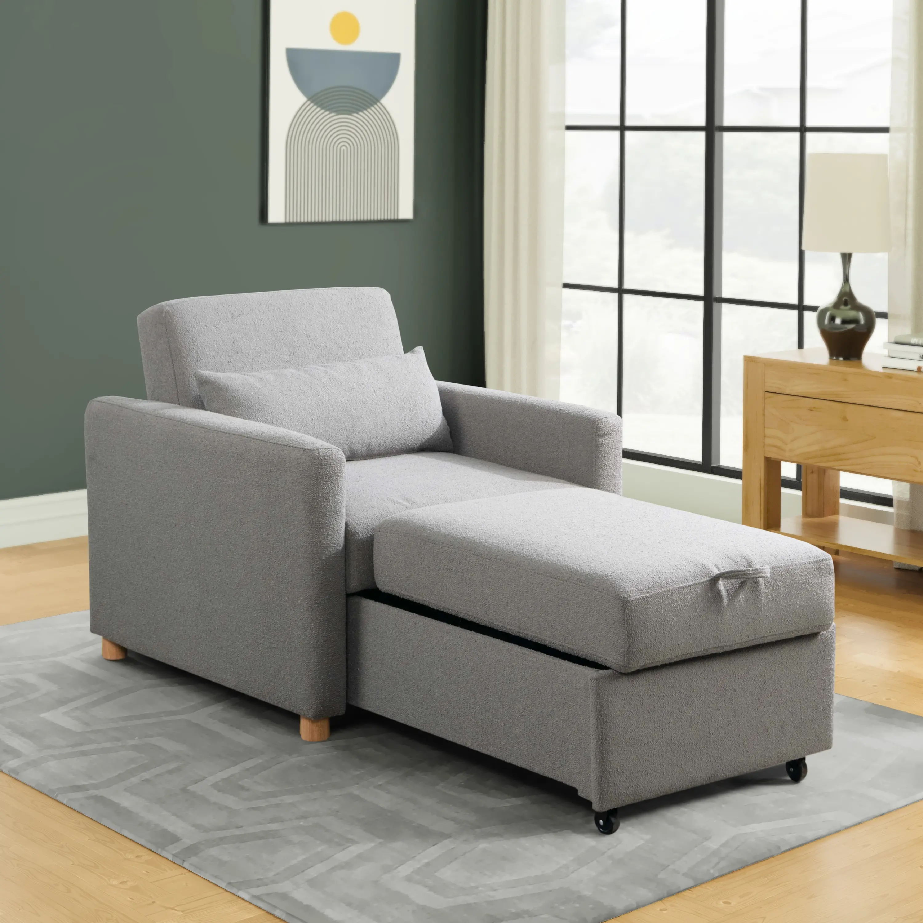 111A007GRY Serta Isla Gray Boucle Convertible Accent Chair-1