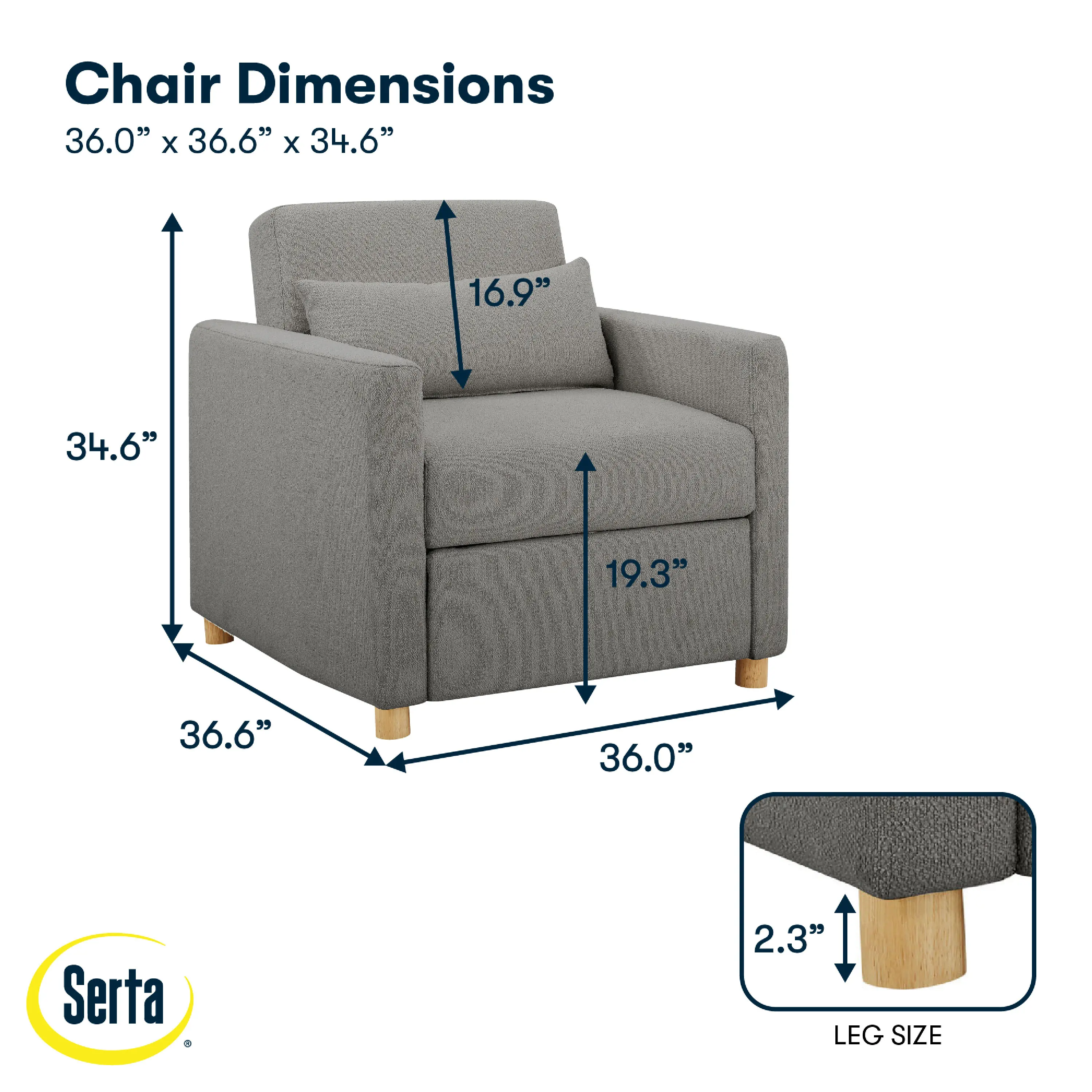111A007GRY Serta Isla Gray Boucle Convertible Accent Chair-14