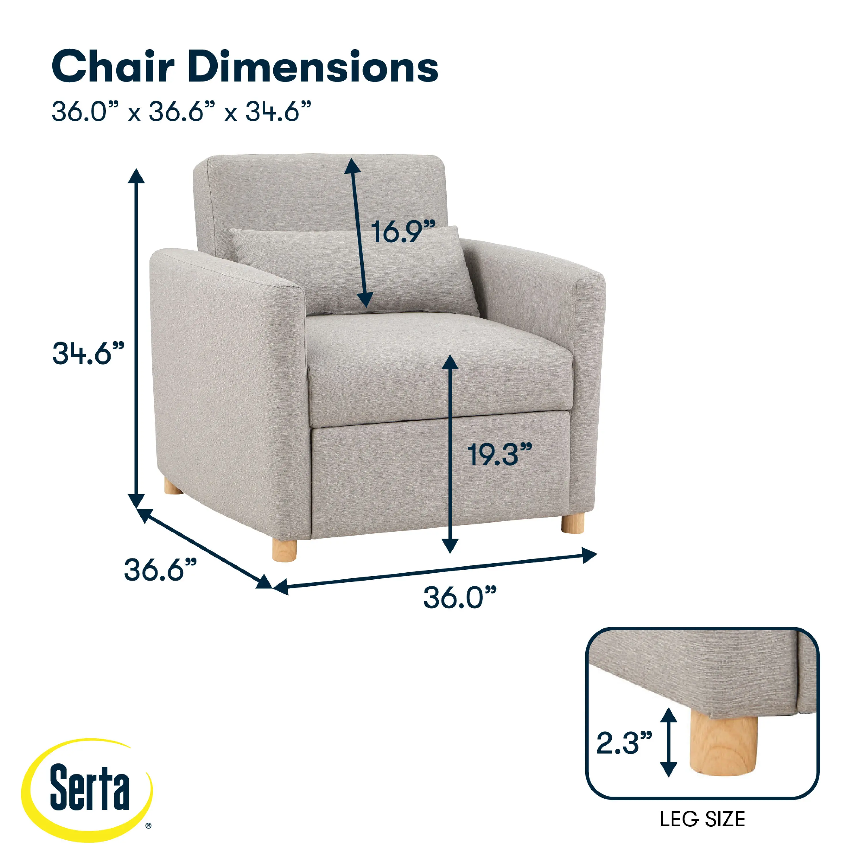 111A007LTG Serta Isla Light Gray Woven Convertible Accent Chair-15