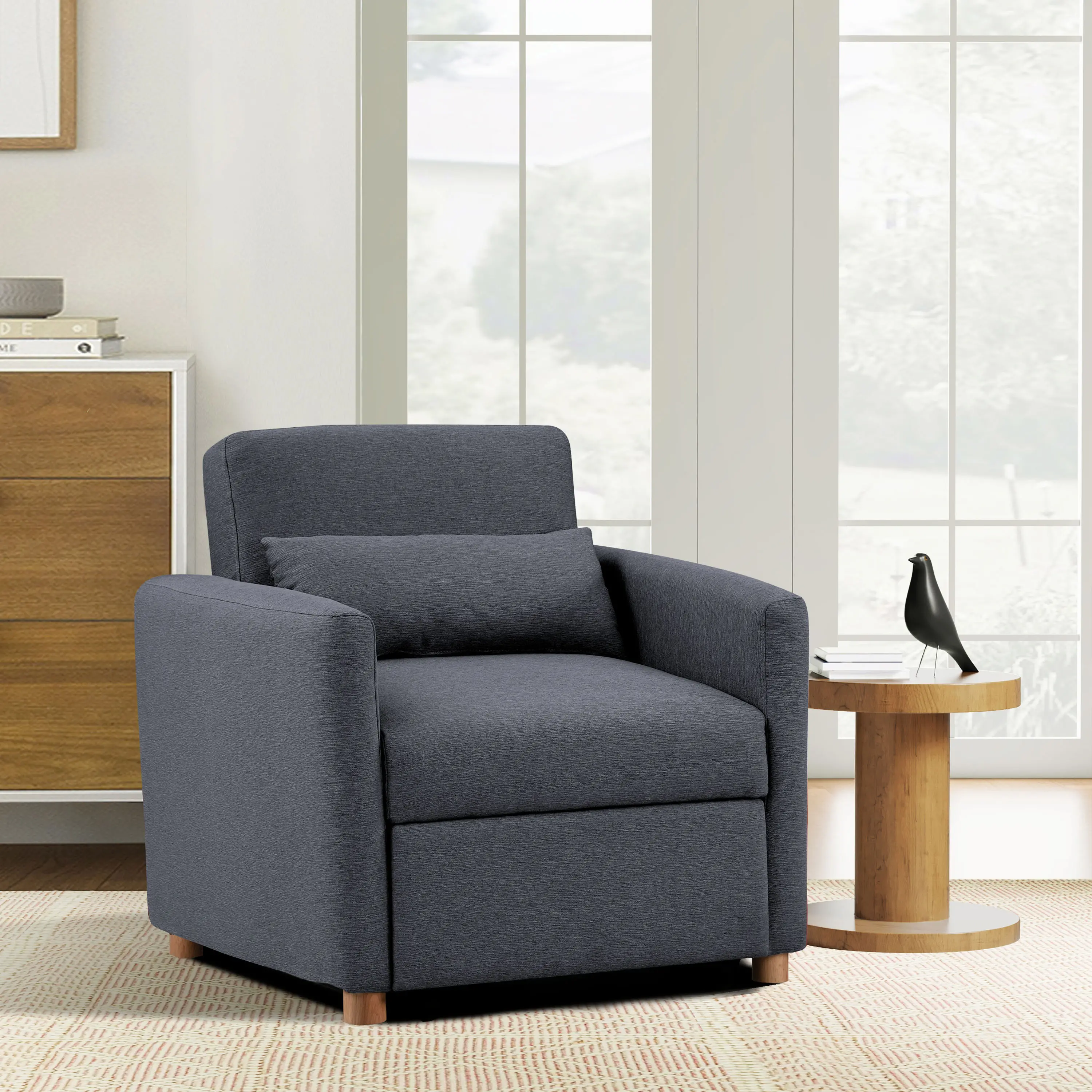 111A007NVY Serta Isla Navy Blue Woven Convertible Accent Chair-1
