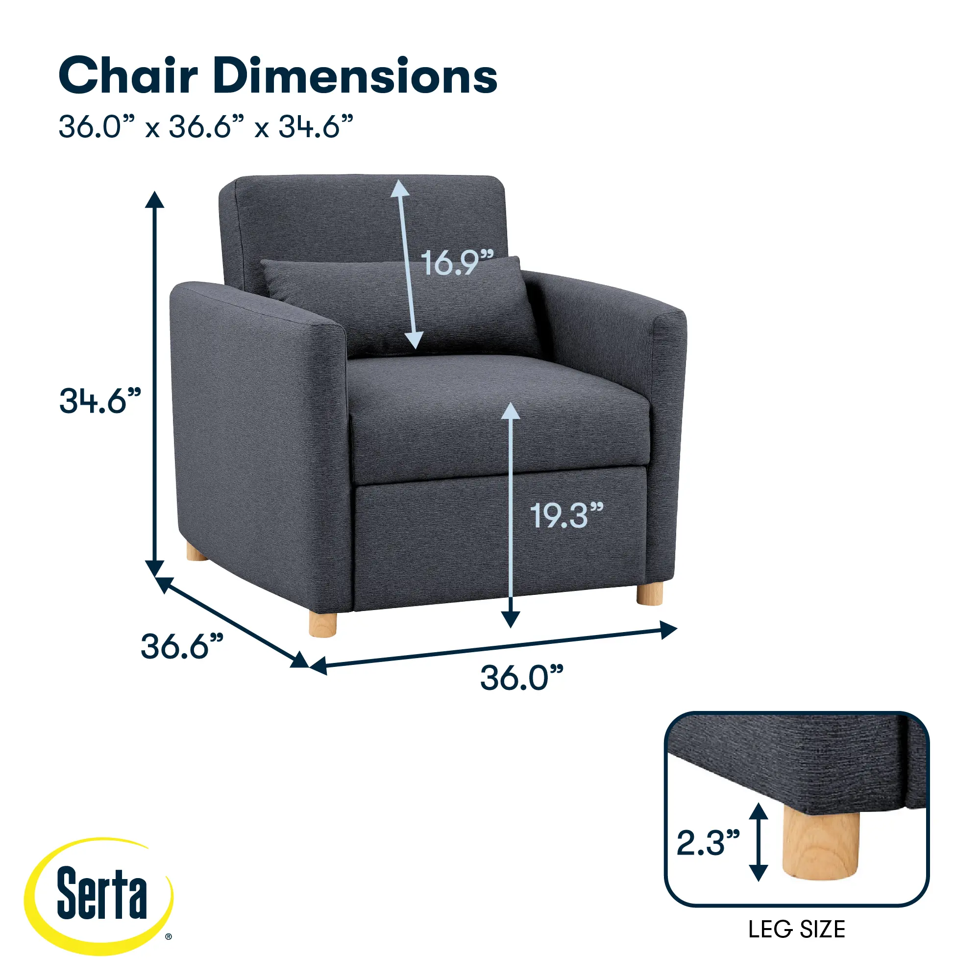 111A007NVY Serta Isla Navy Blue Woven Convertible Accent Chair-16