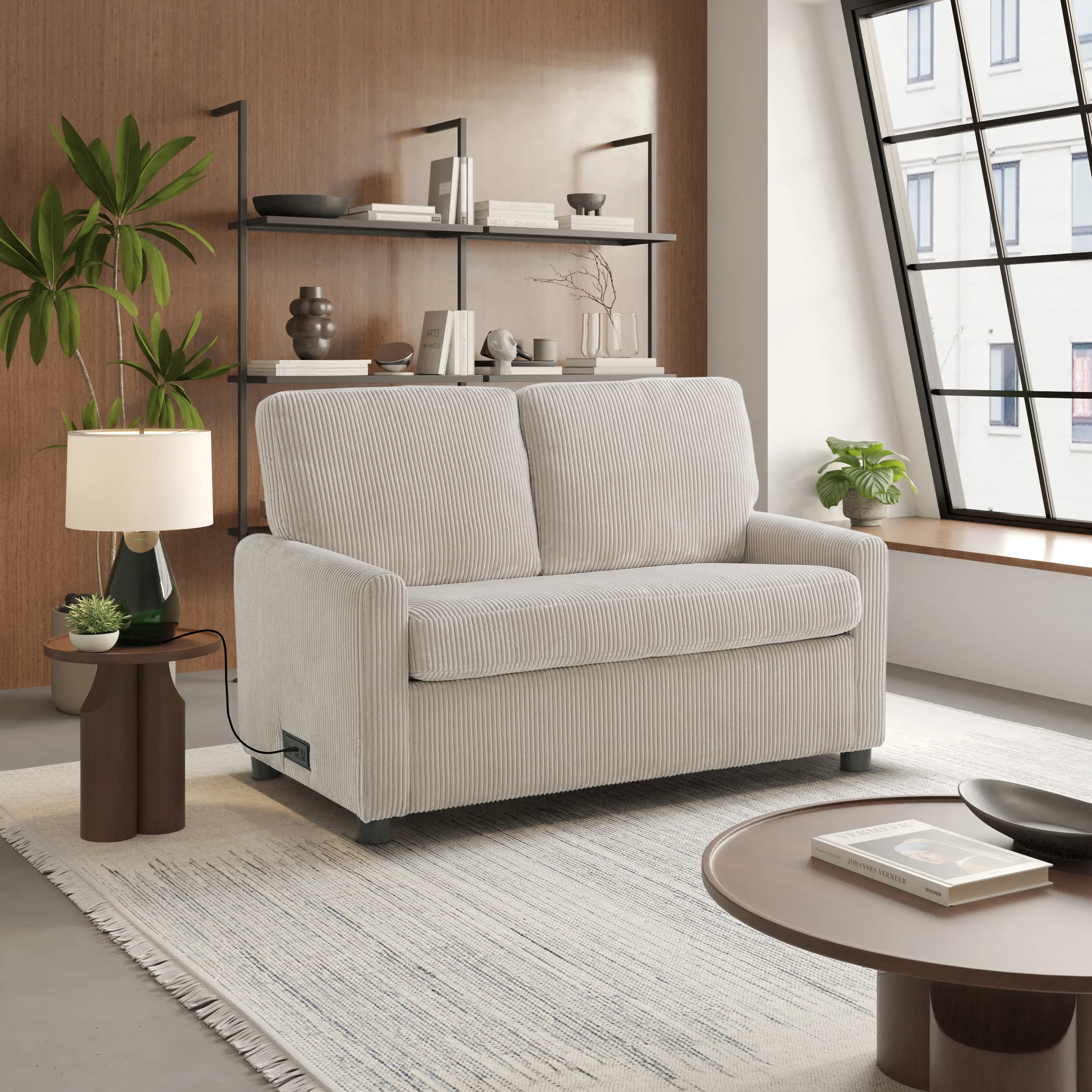 114A064BGE Serta Lindzee Beige Loveseat Pull-Out Sleeper-1