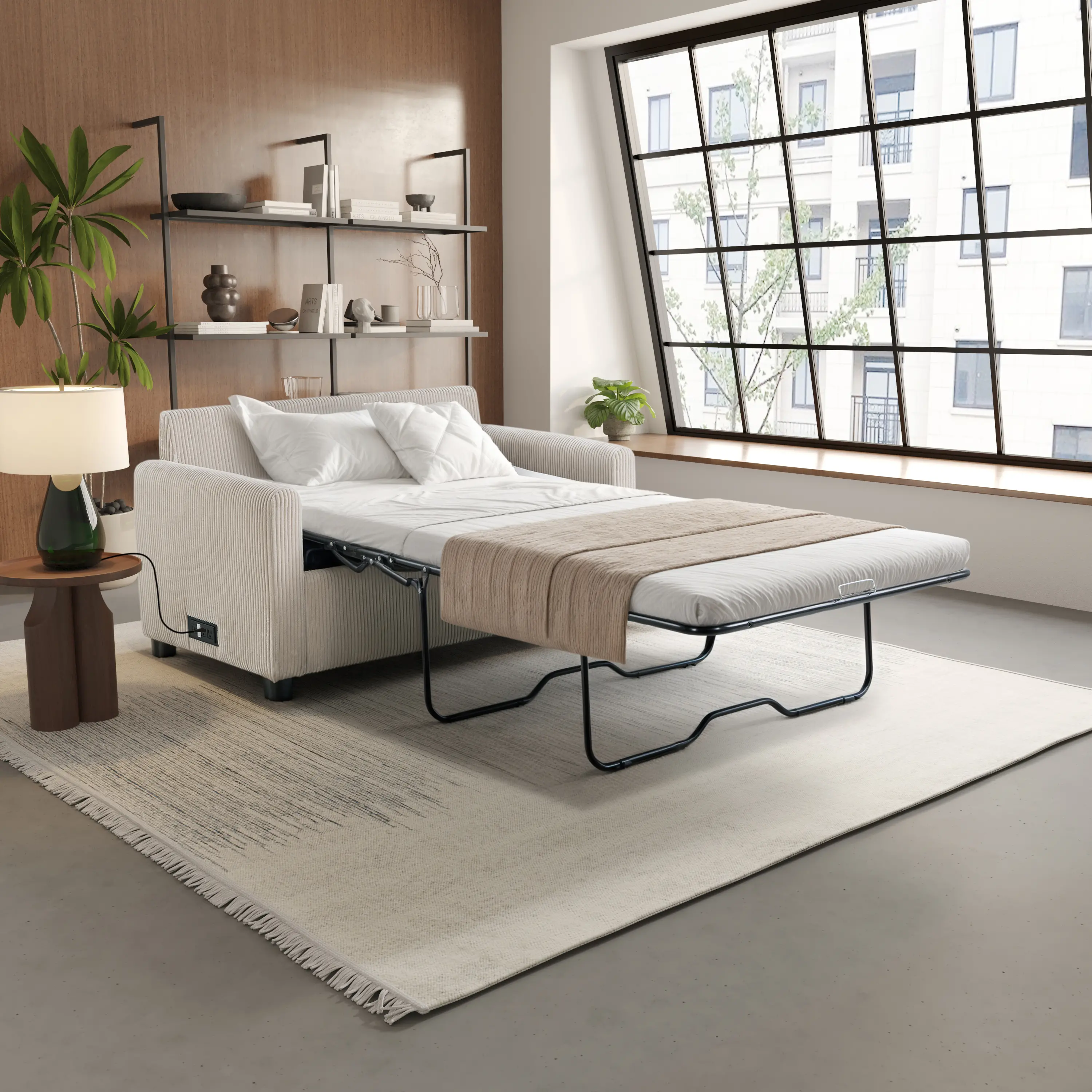 114A064BGE Serta Lindzee Beige Loveseat Pull-Out Sleeper-2