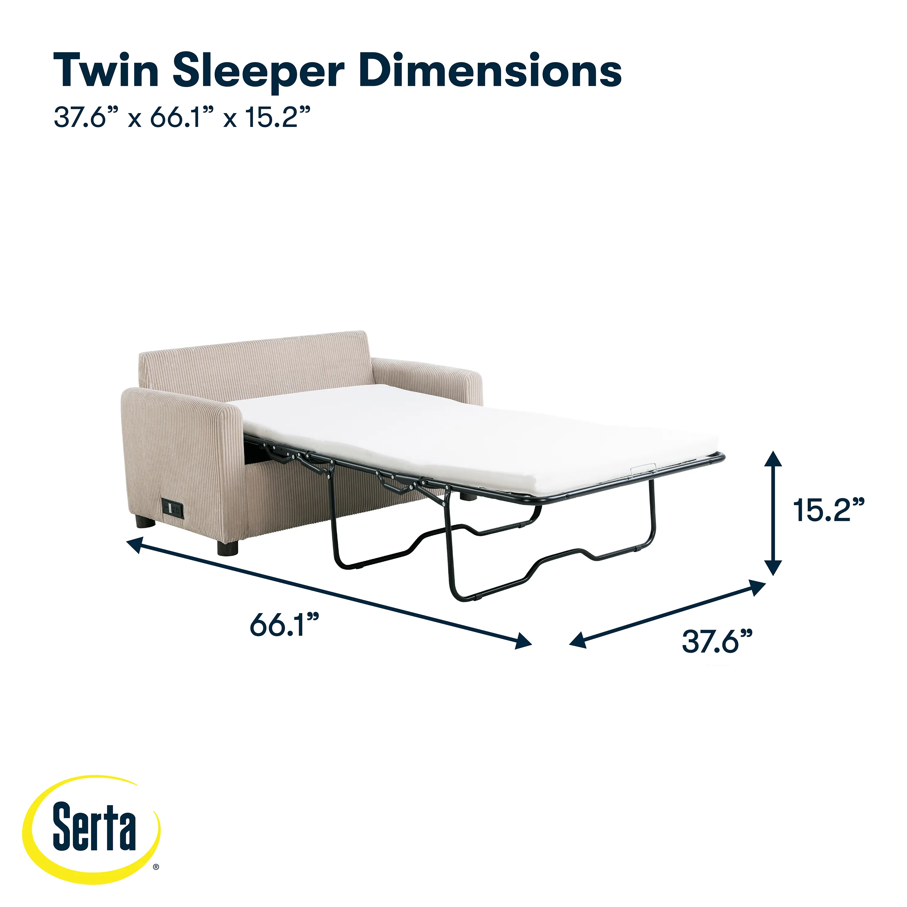 114A064BGE Serta Lindzee Beige Loveseat Pull-Out Sleeper-20