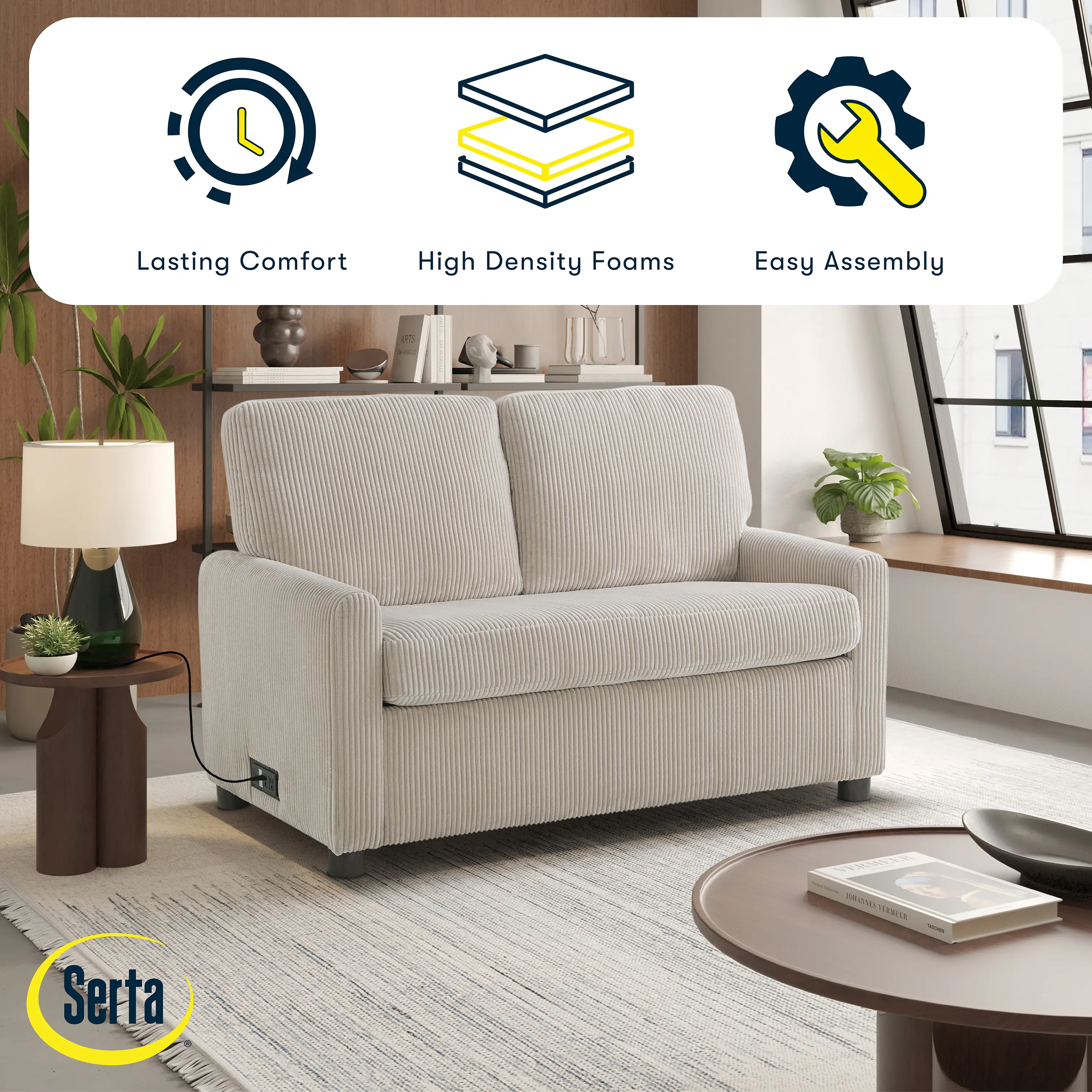 114A064BGE Serta Lindzee Beige Loveseat Pull-Out Sleeper-3