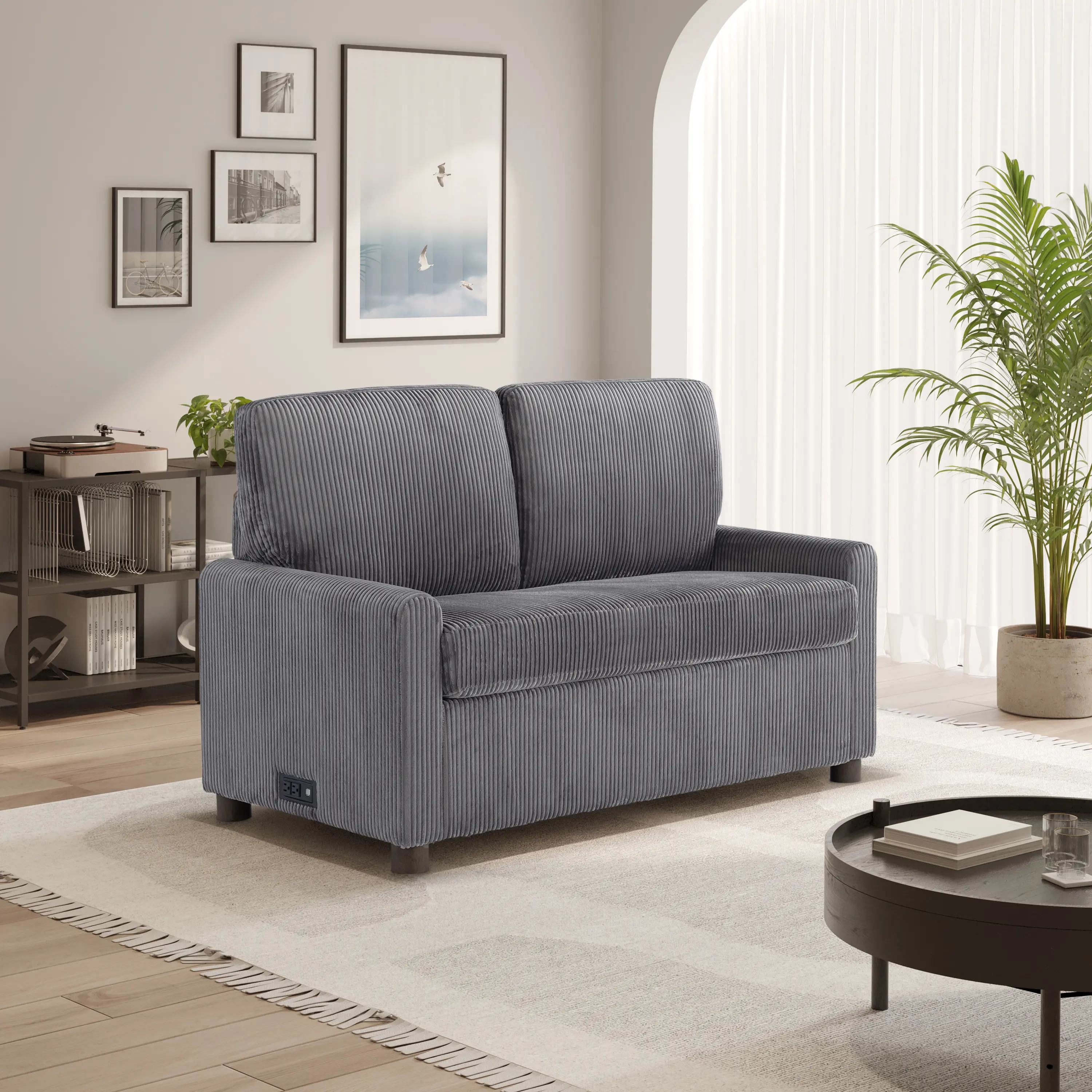 114A064GRY Serta Lindzee Gray Loveseat Pull-Out Sleeper-1