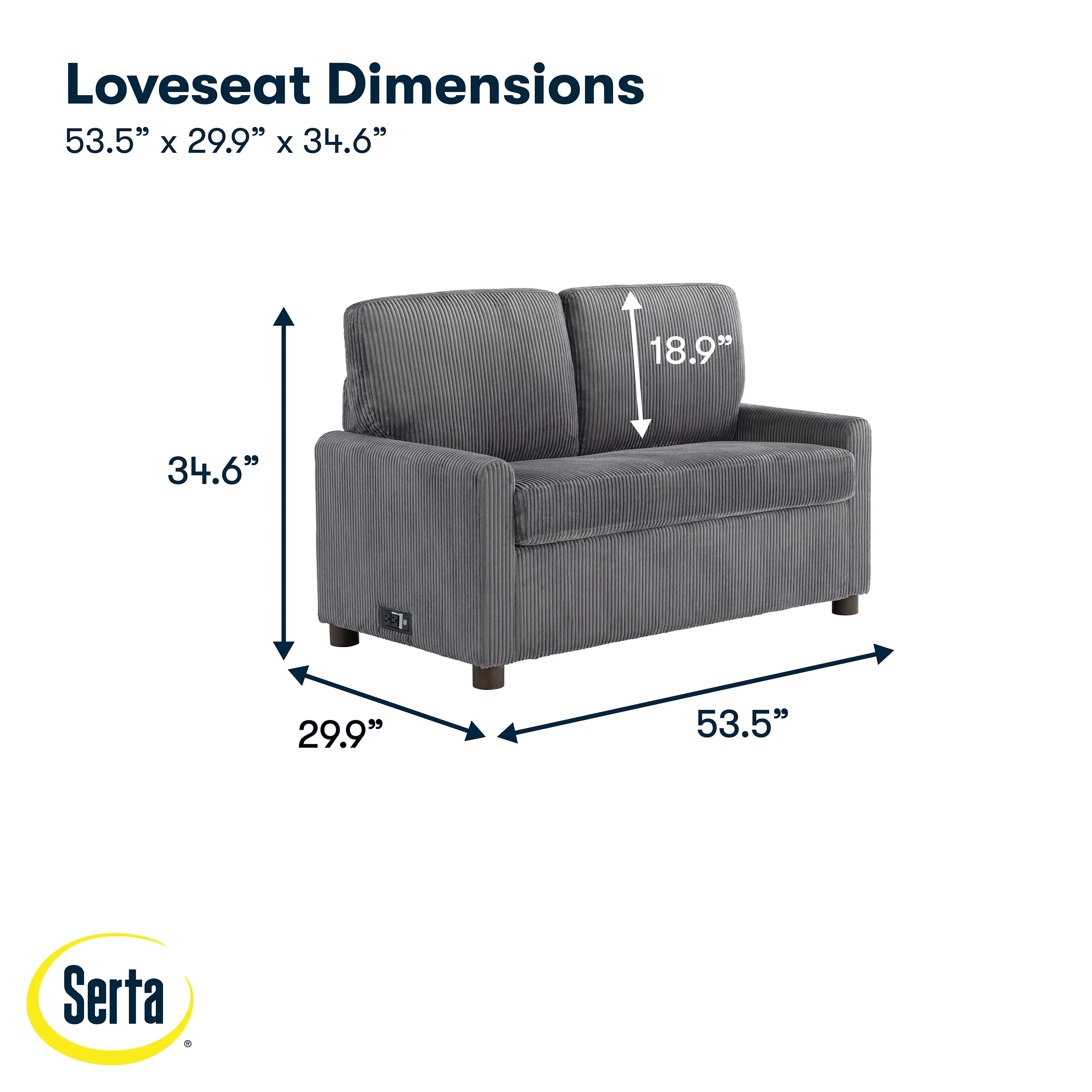 114A064GRY Serta Lindzee Gray Loveseat Pull-Out Sleeper-19