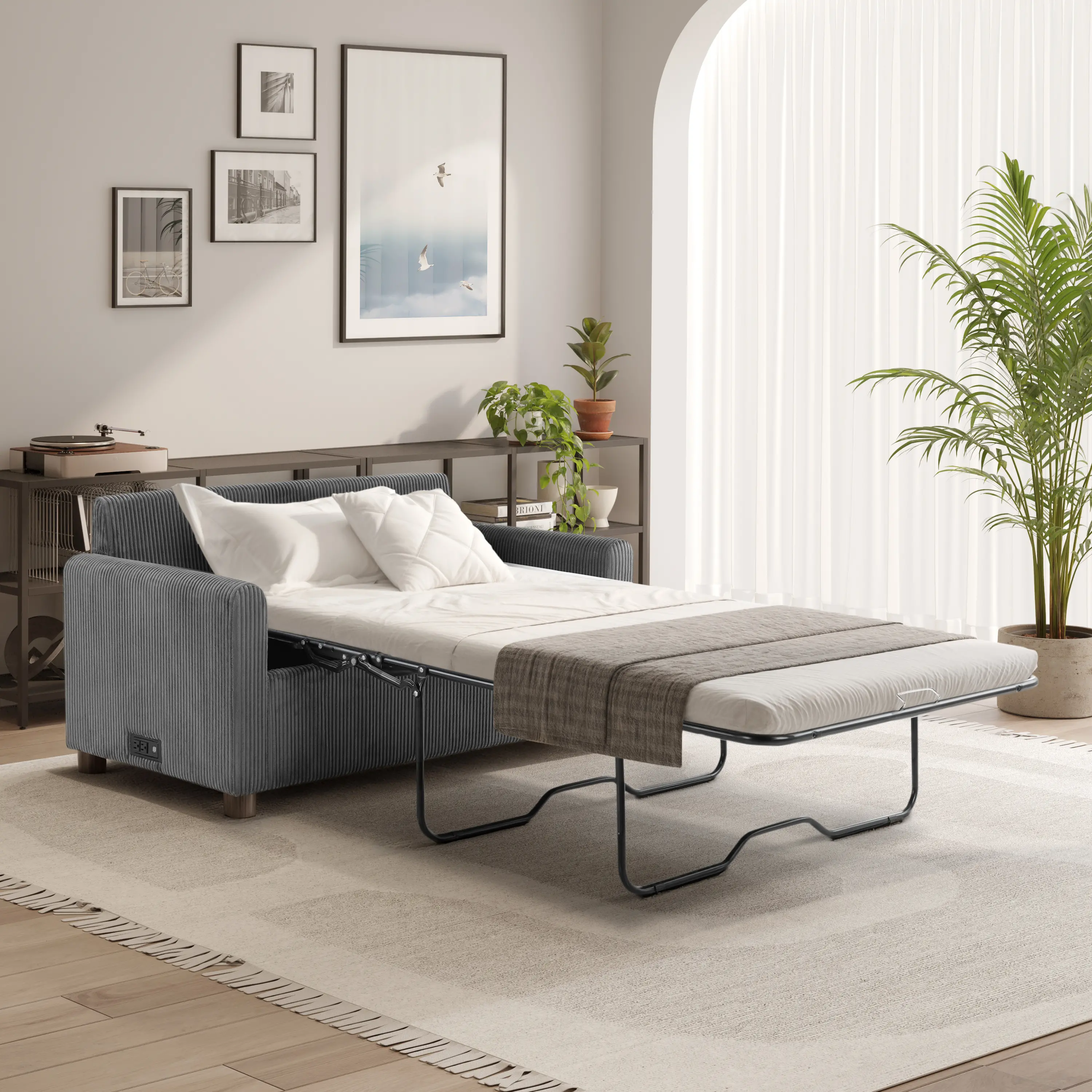 114A064GRY Serta Lindzee Gray Loveseat Pull-Out Sleeper-2