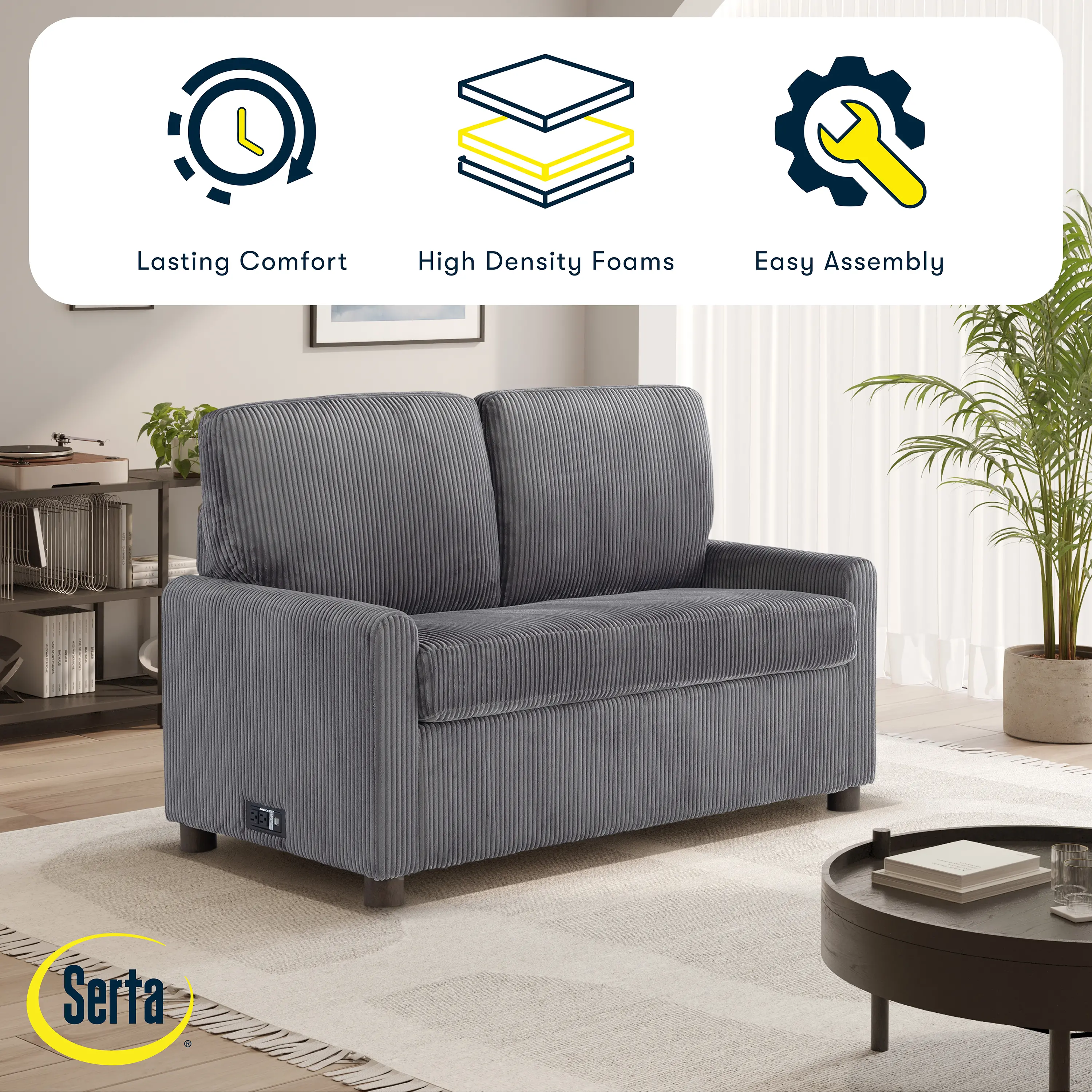114A064GRY Serta Lindzee Gray Loveseat Pull-Out Sleeper-3