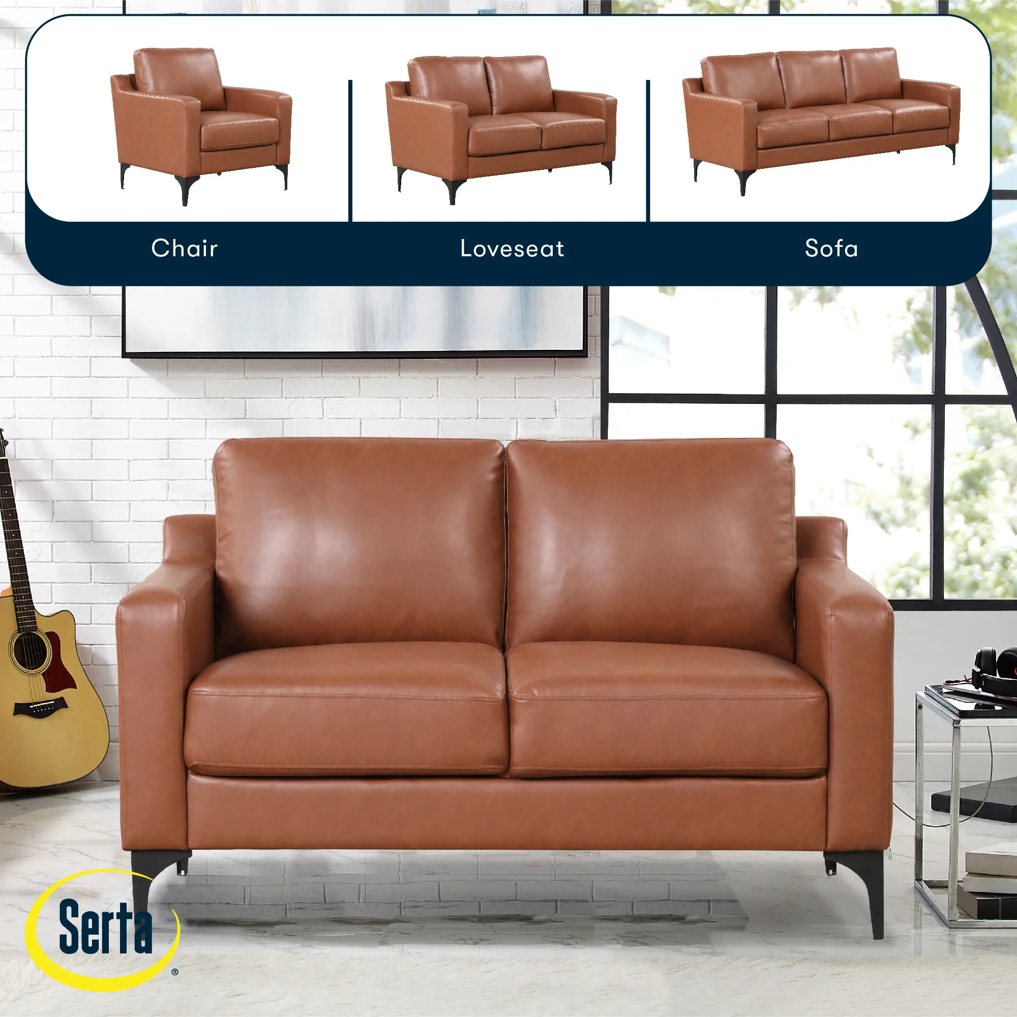 132A013BRN Serta Finneas Brown Loveseat-3