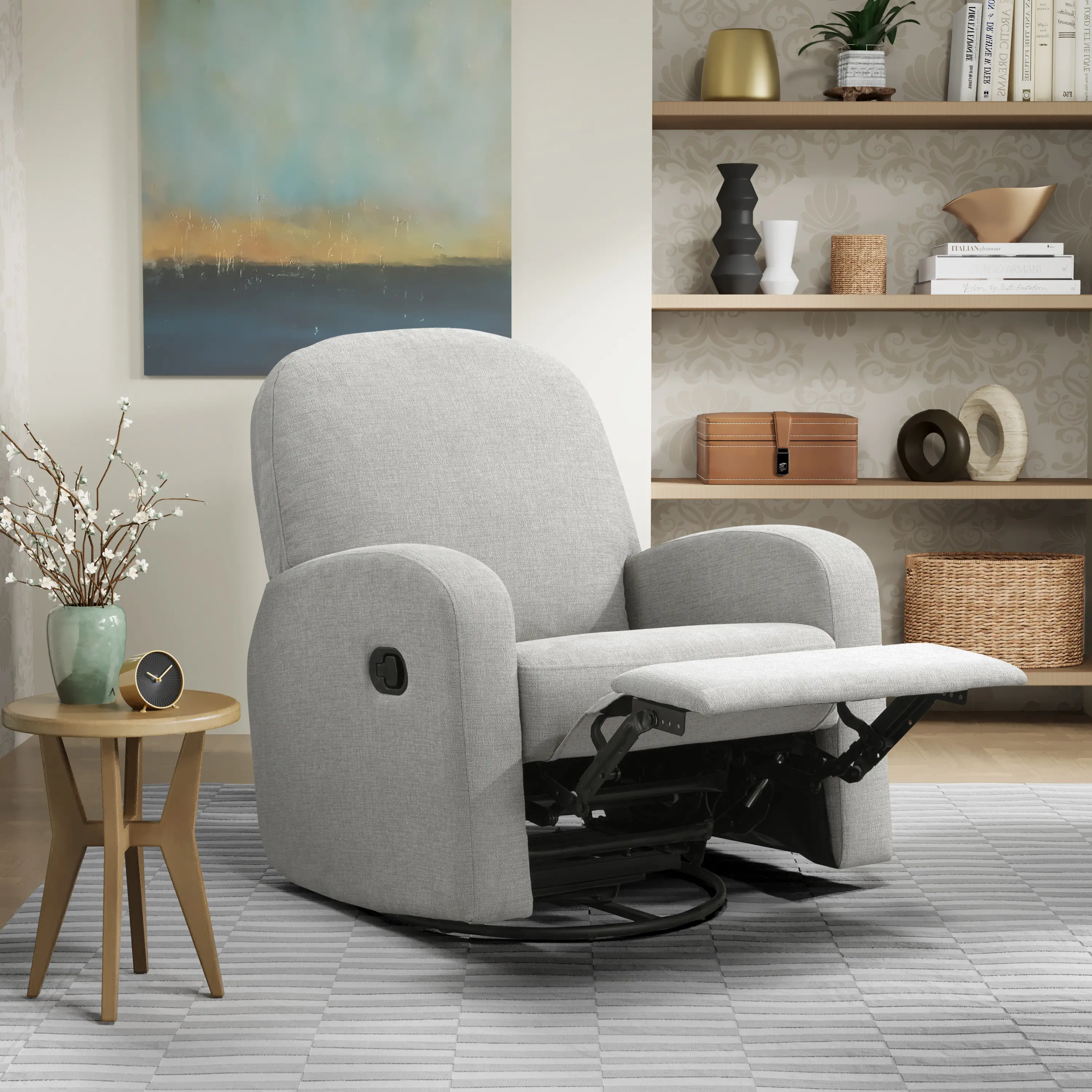 231A011LTG Sabrina Light Gray Swivel Rocker Recliner-1