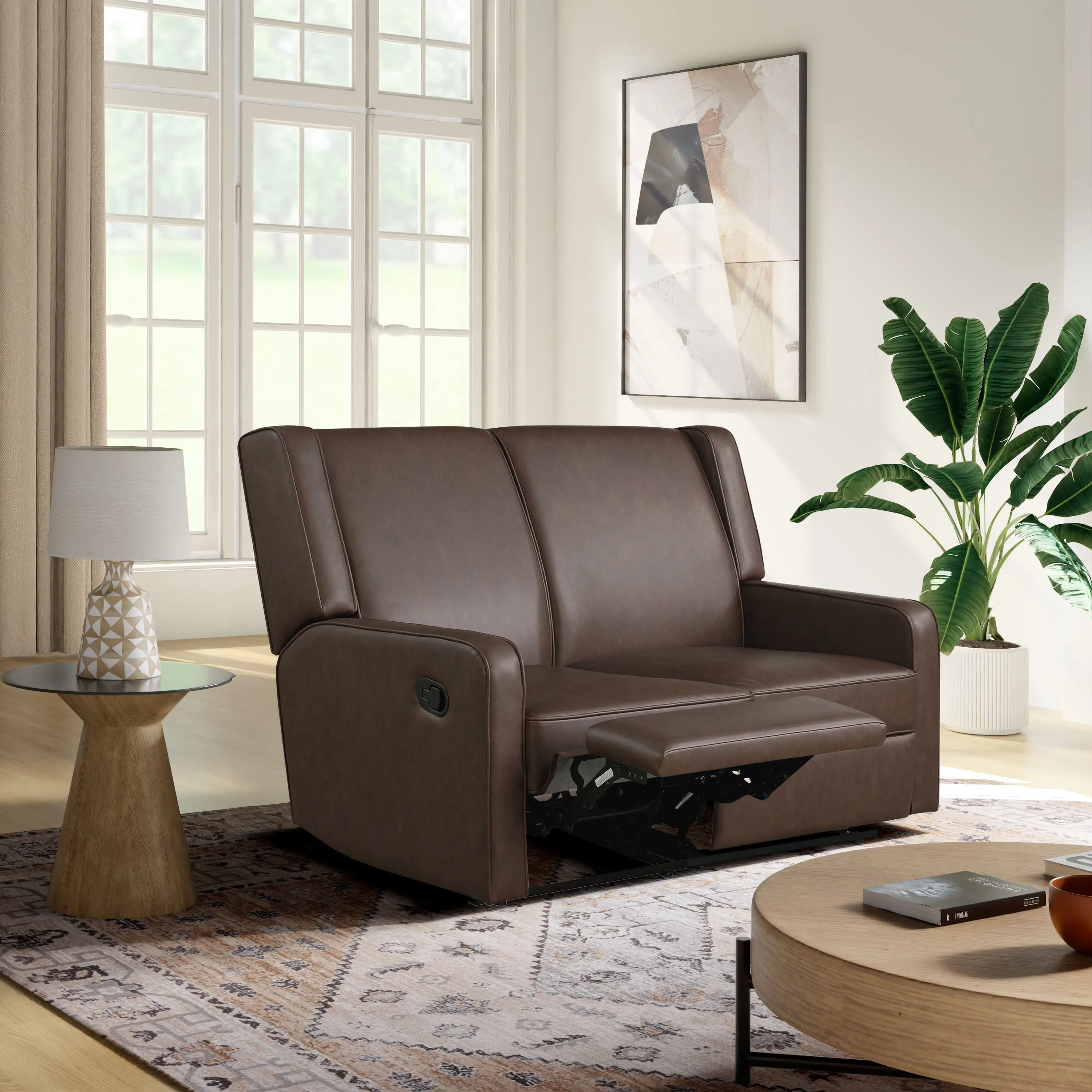 232A009BRN-SET Collins Dark Brown Loveseat Recliner-1
