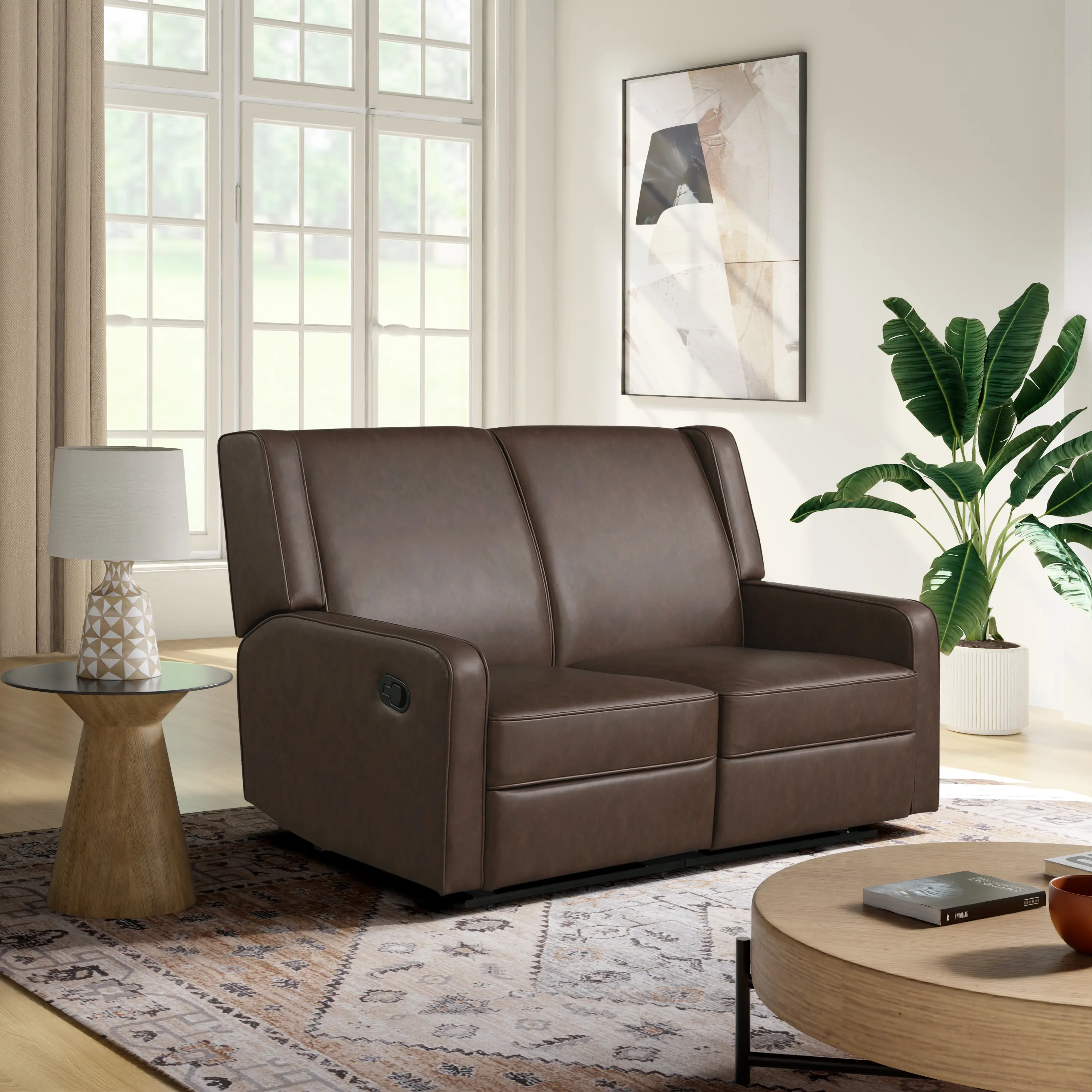 232A009BRN-SET Collins Dark Brown Loveseat Recliner-2
