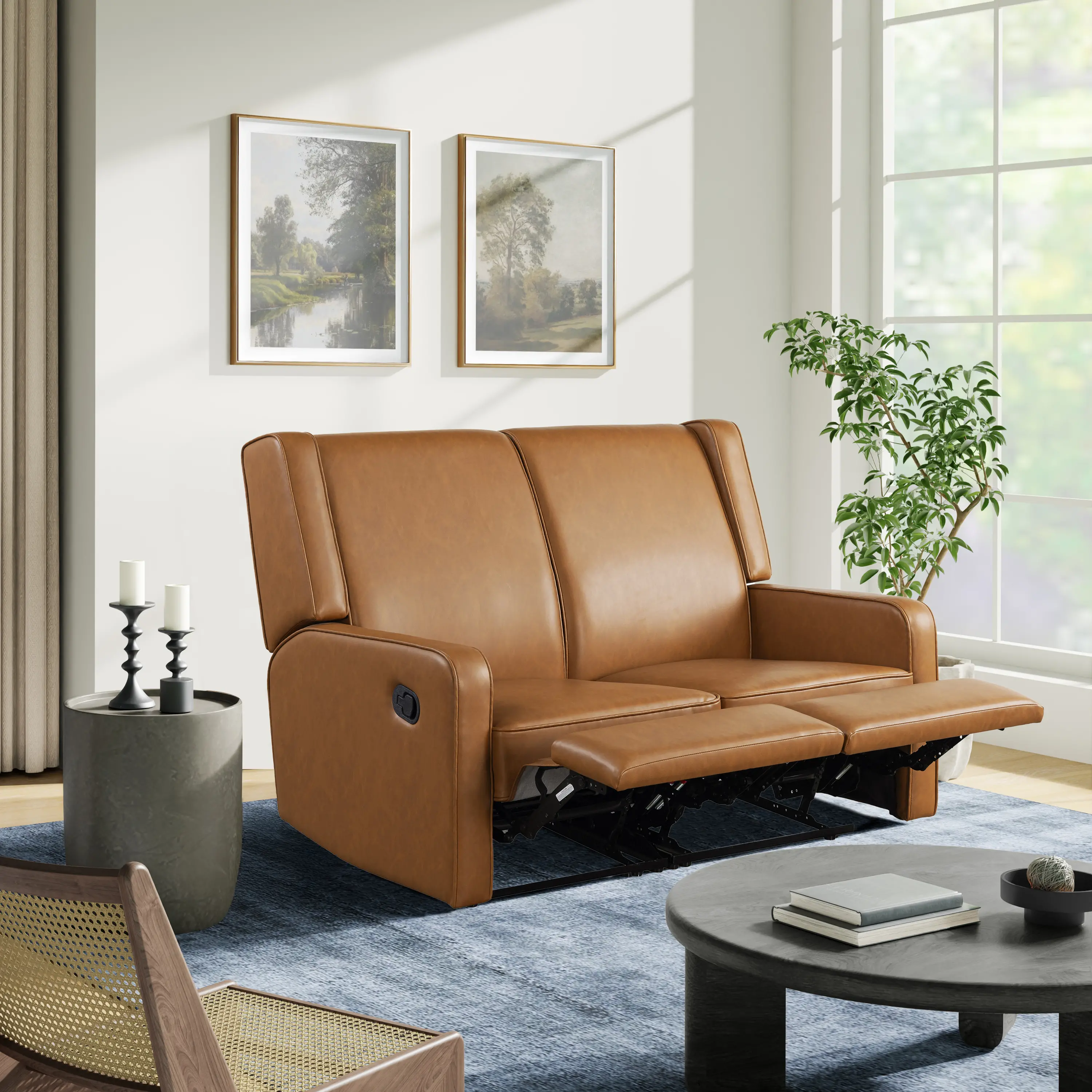 232A009CAR-SET Collins Camel Loveseat Recliner-2