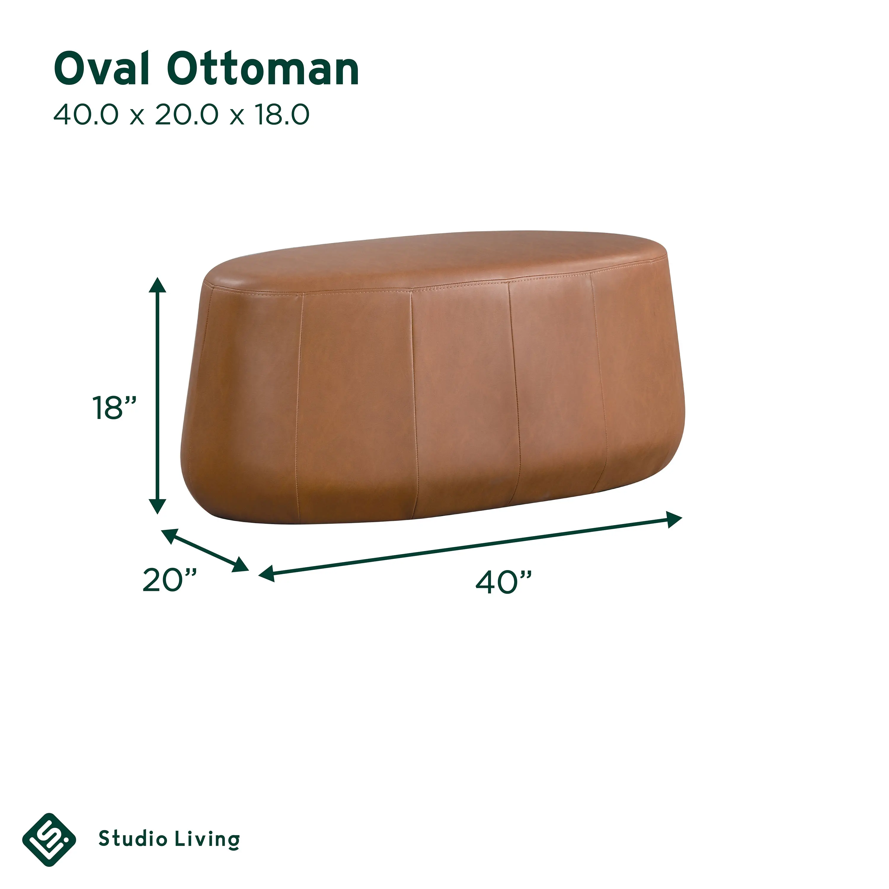 510A017CAR Jackie Brown Faux Leather Oval Ottoman-12