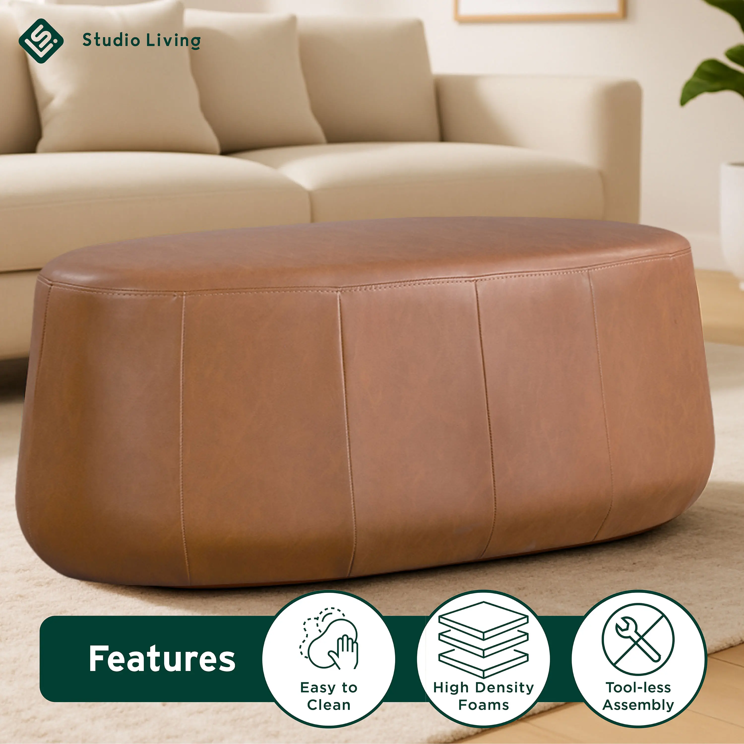 510A017CAR Jackie Brown Faux Leather Oval Ottoman-4