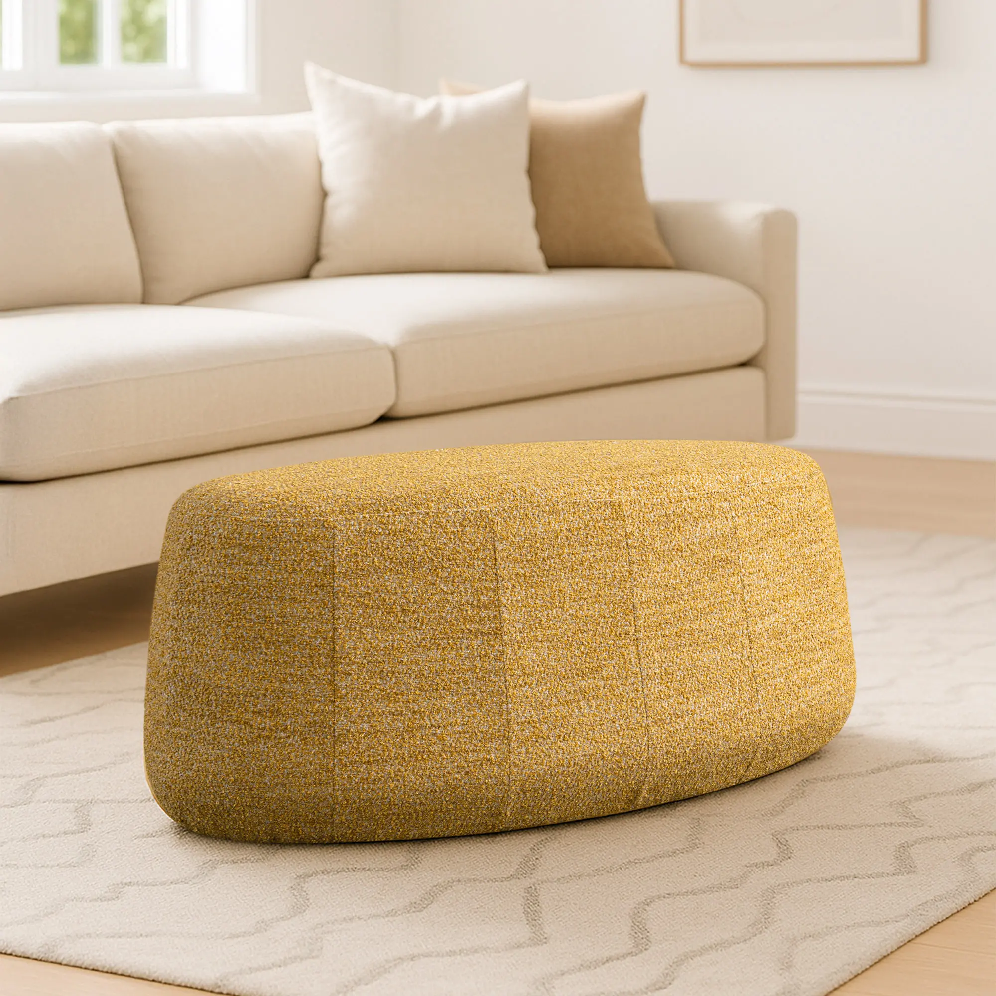 510A017MST Jackie Mustard Yellow Boucle Oval Ottoman-1