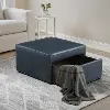 510A016NVY Mattie Navy Blue Faux Leather Storage Ottoman